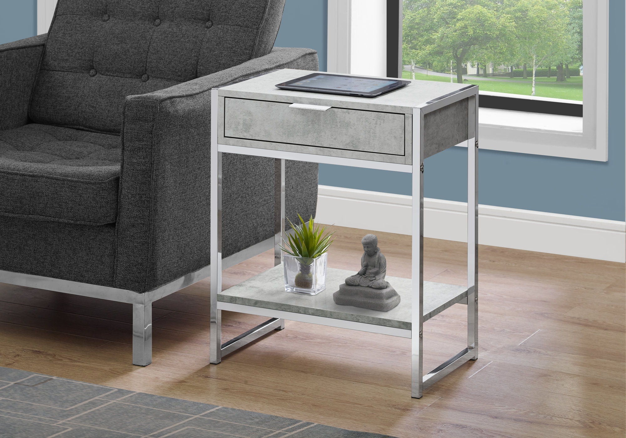Accent Side Table, Storage Drawer, Spacious Tabletop - Image 4