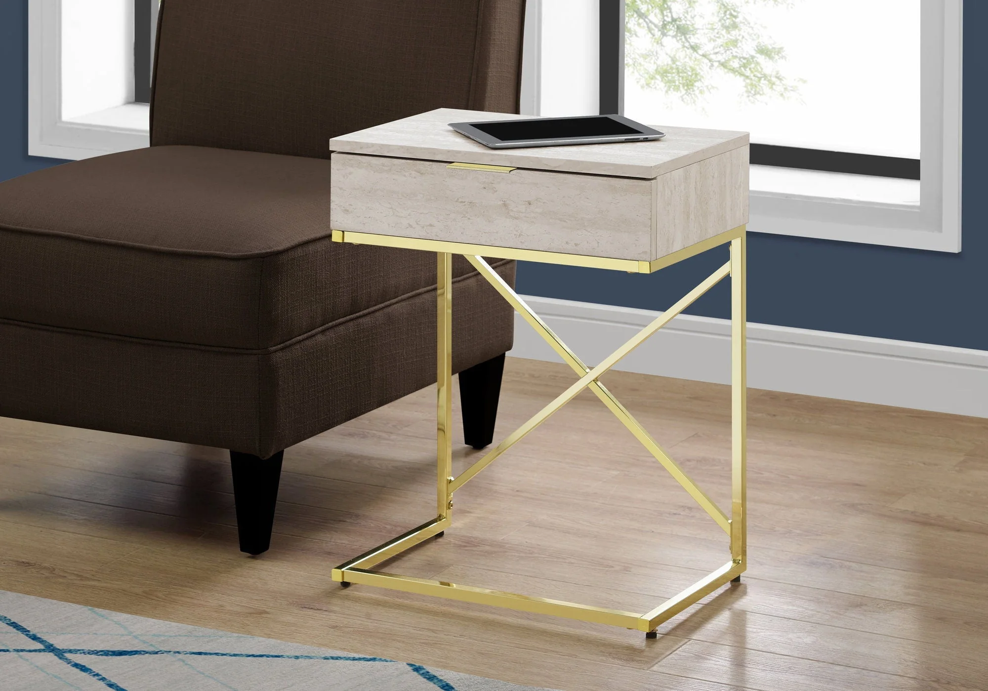 Accent Side Table, Storage Drawer, Spacious Tabletop, Contemporary & Modern - Image 3