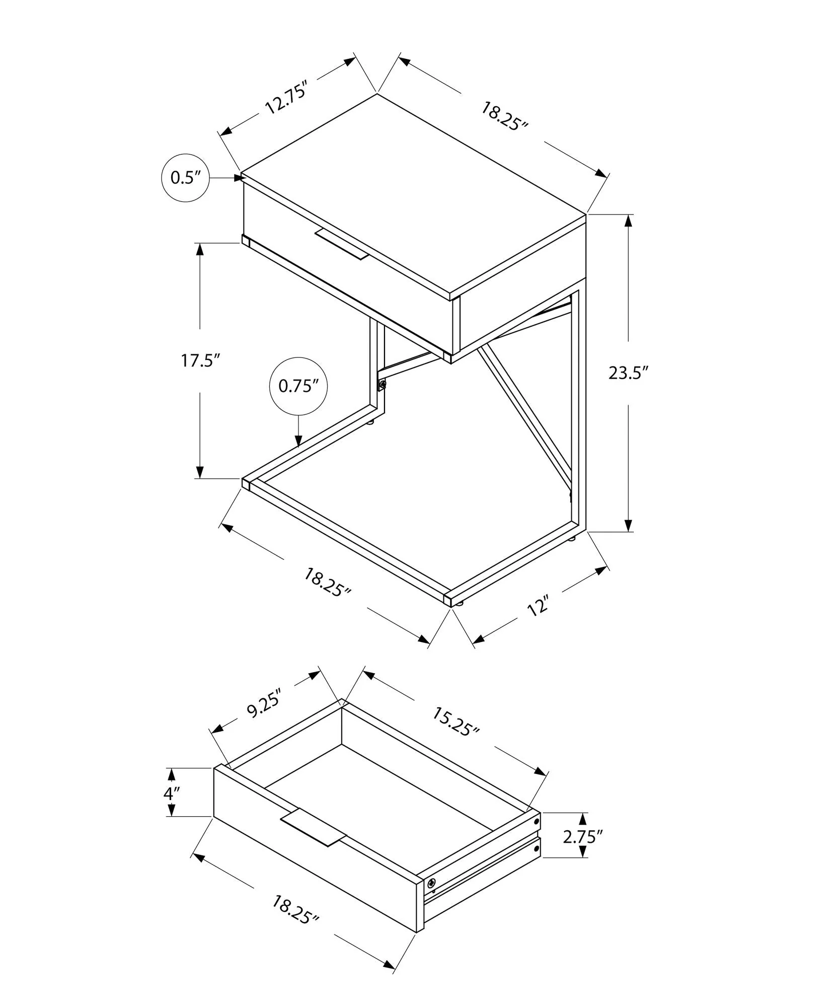 Accent Side Table, Storage Drawer, Spacious Tabletop, Contemporary & Modern - Image 8