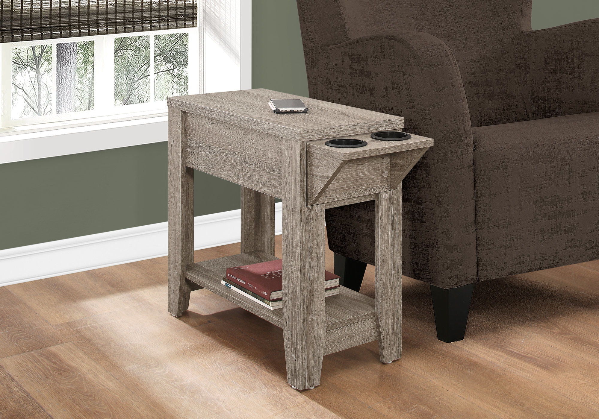 Accent Side Table, Storage, Lamp, Transitional Space-Saving Design - Image 2