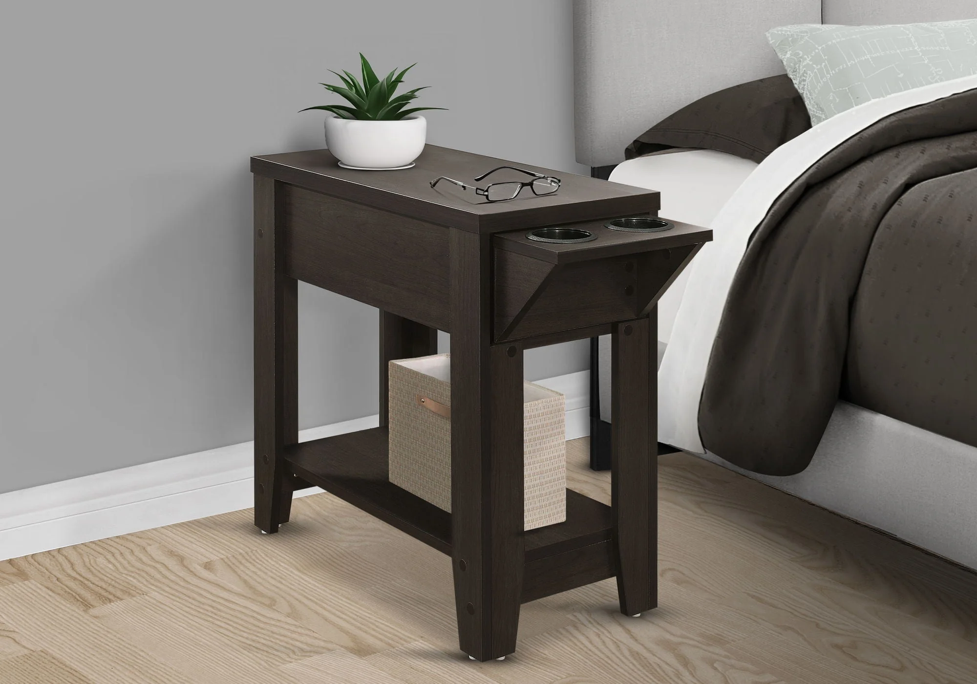 Accent Side Table, Storage, Lamp, Transitional Space-Saving Design - Image 5
