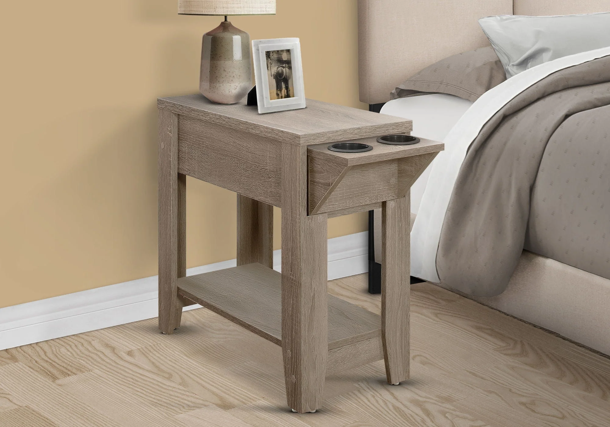 Accent Side Table, Storage, Lamp, Transitional Space-Saving Design - Image 6
