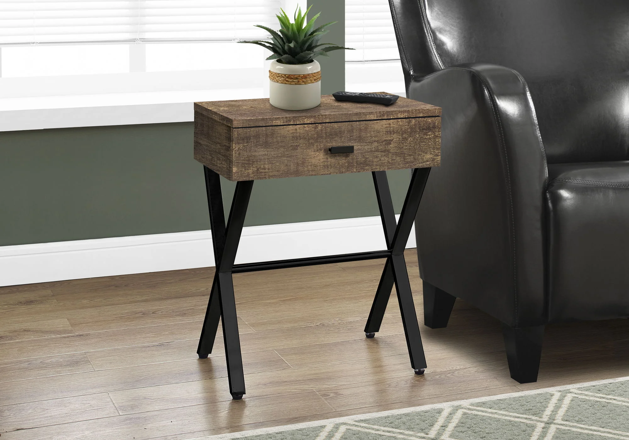 Accent Side X Table with Storage Drawer - Image 2