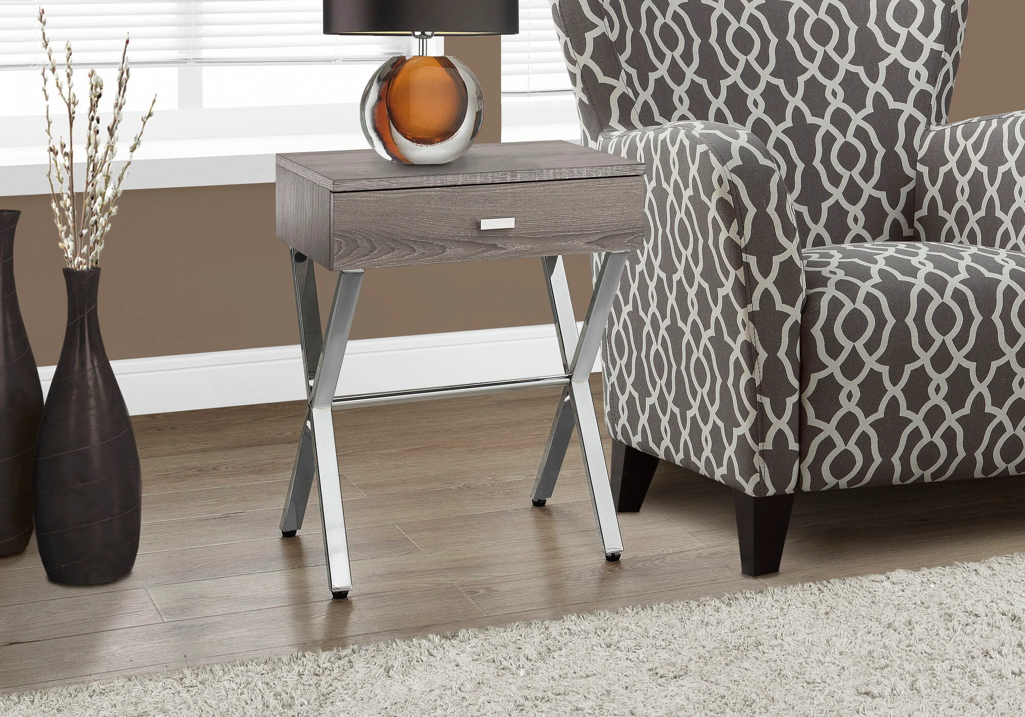 Accent Side X Table with Storage Drawer - Image 3