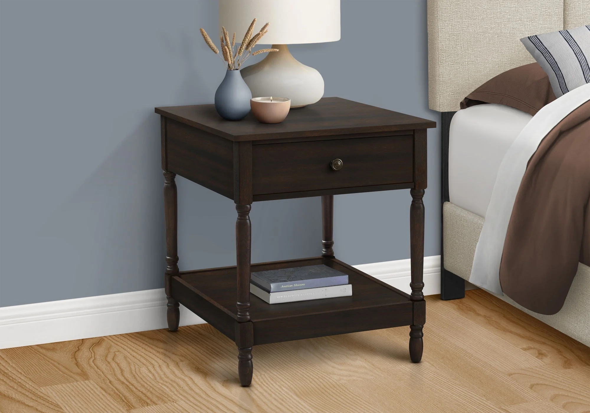 Accent Table, 2 Tier, Square, Traditional - Walnut - Image 2