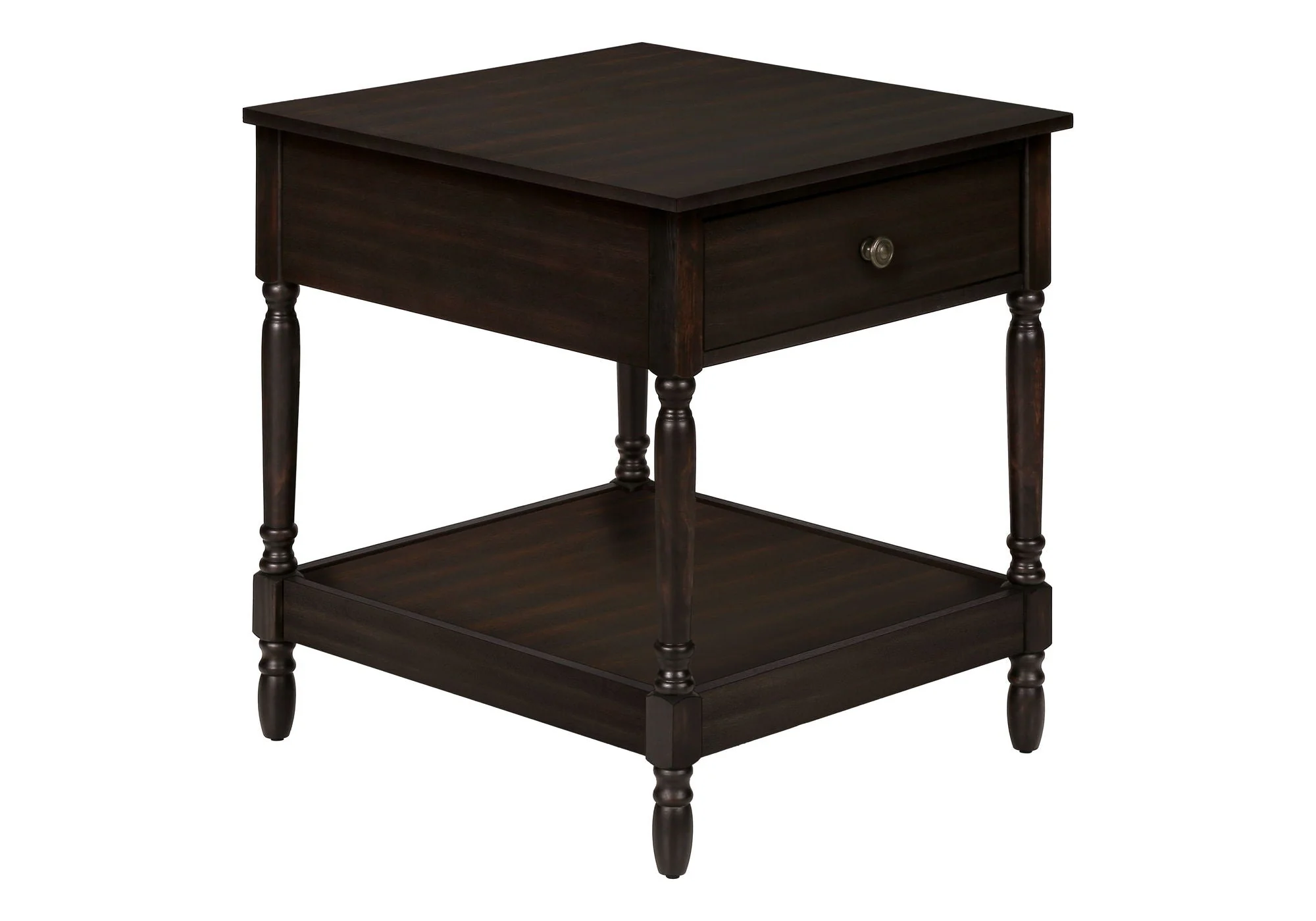 Accent Table, 2 Tier, Square, Traditional - Walnut - Image 4