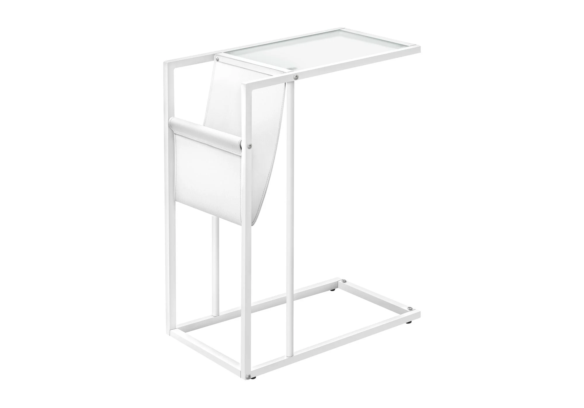 Accent Table, C-Shaped, Contemporary and Modern - White - Image 2