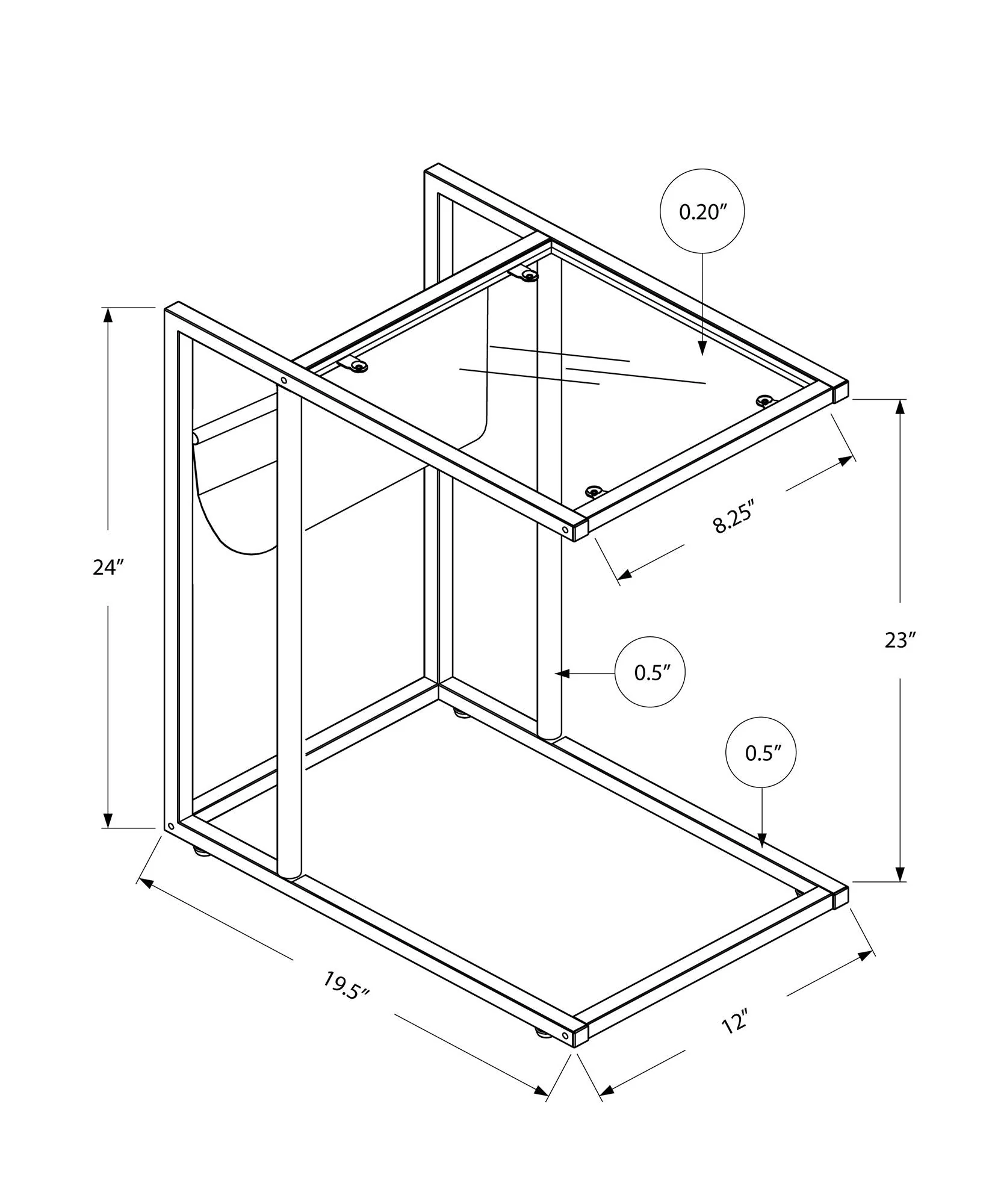 Accent Table, C-Shaped, Contemporary and Modern - White - Image 3