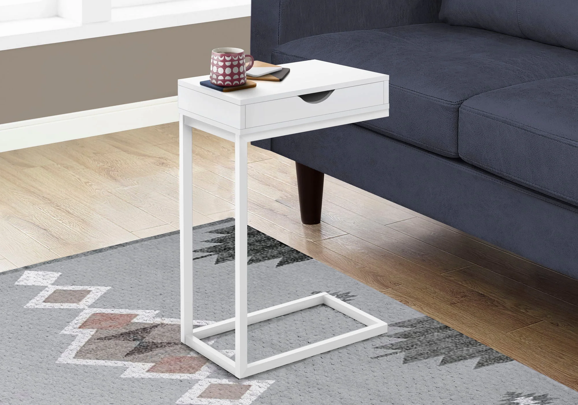 Accent Table, C - Shaped Contemporary Elegant Desig - Image 2