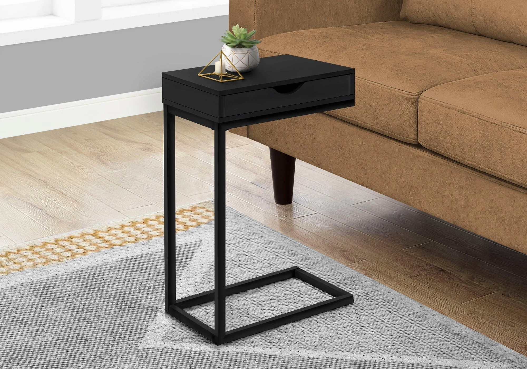 Accent Table, C - Shaped Contemporary Elegant Desig - Image 5