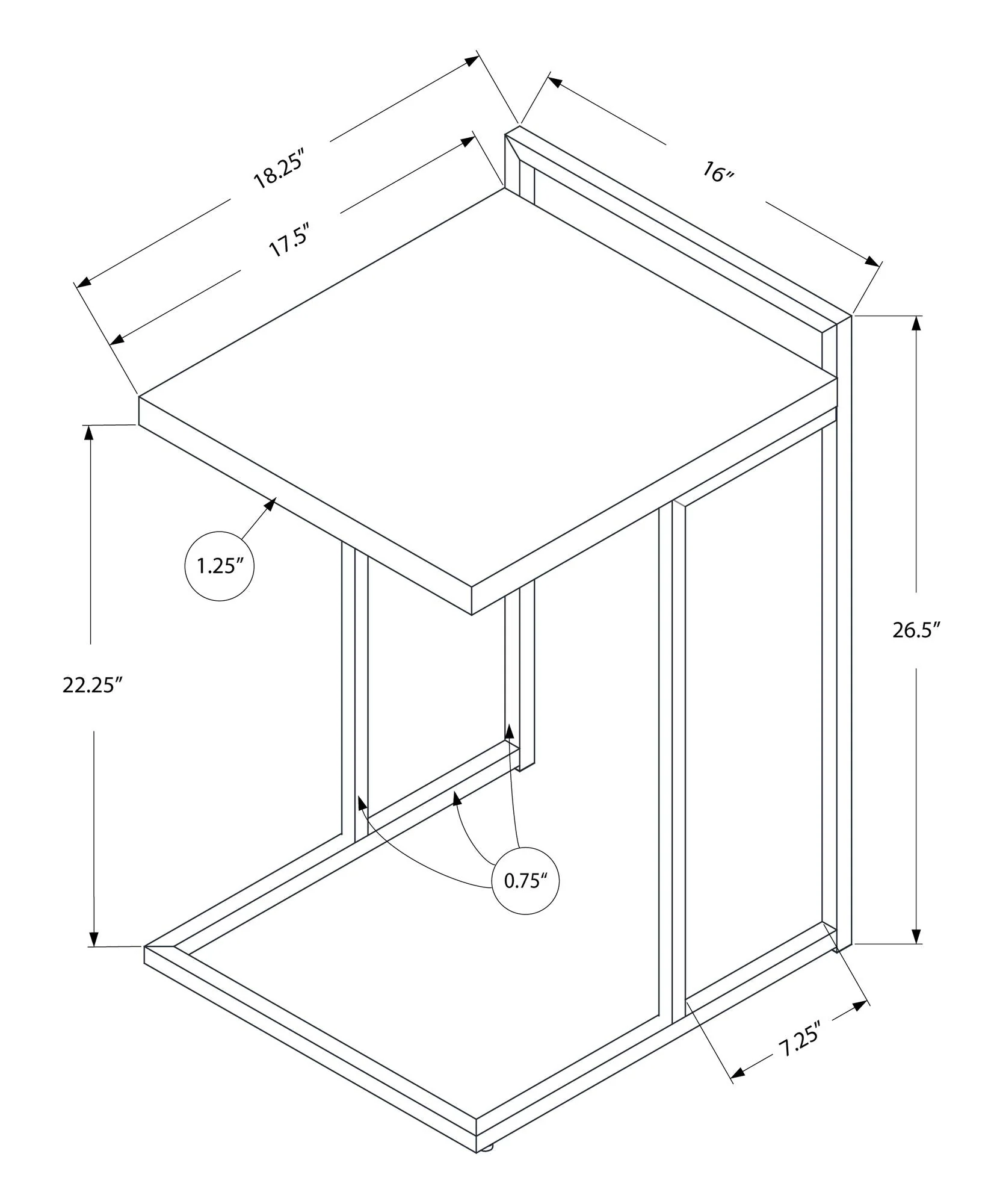 Accent Table, C-Shaped, Contemporary & Modern - Image 14