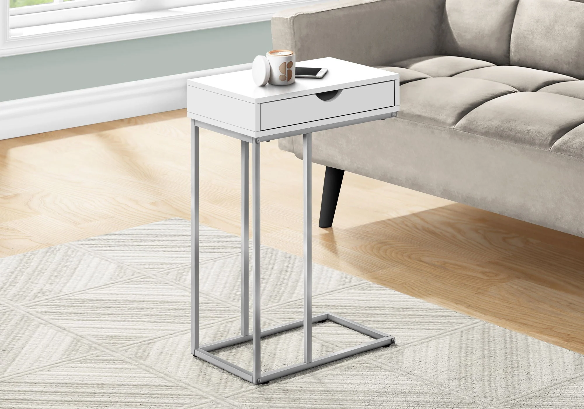 Accent Table, C - Shaped Contemporary & Modern Design - Image 2