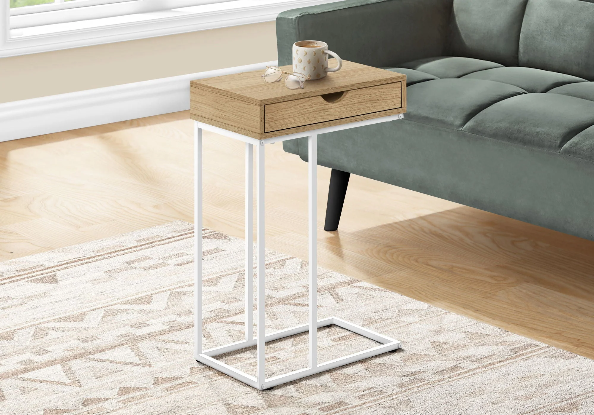 Accent Table, C - Shaped Contemporary & Modern Design - Image 3