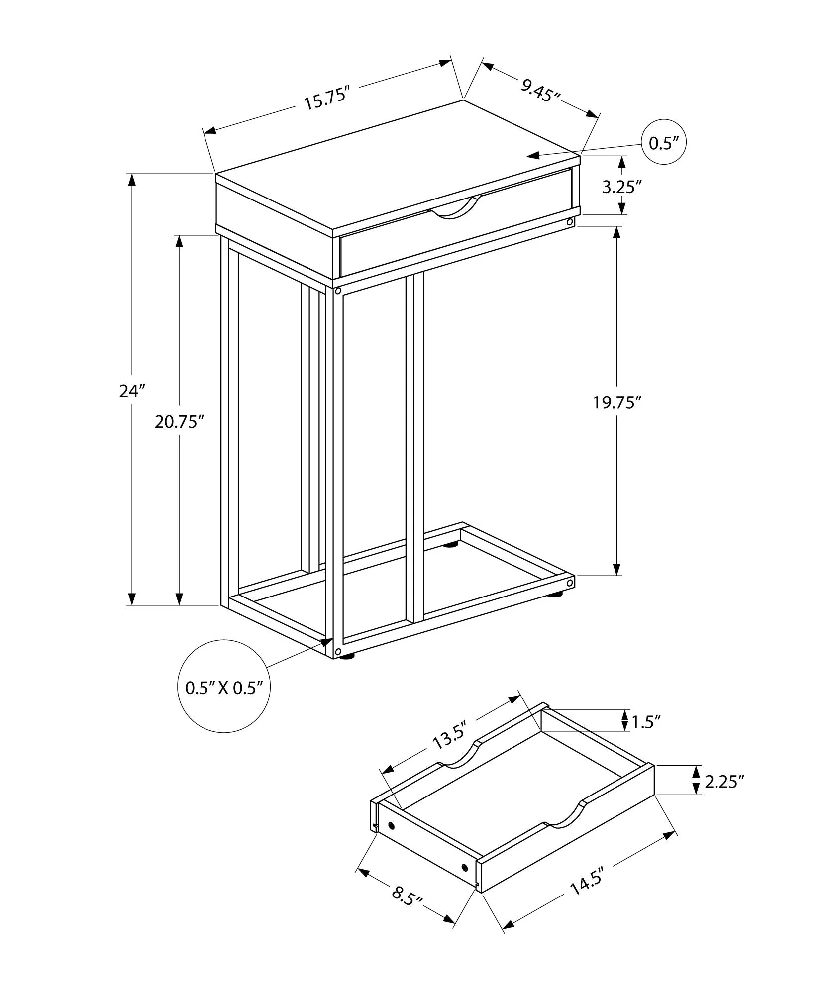 Accent Table, C - Shaped Contemporary & Modern Design - Image 9