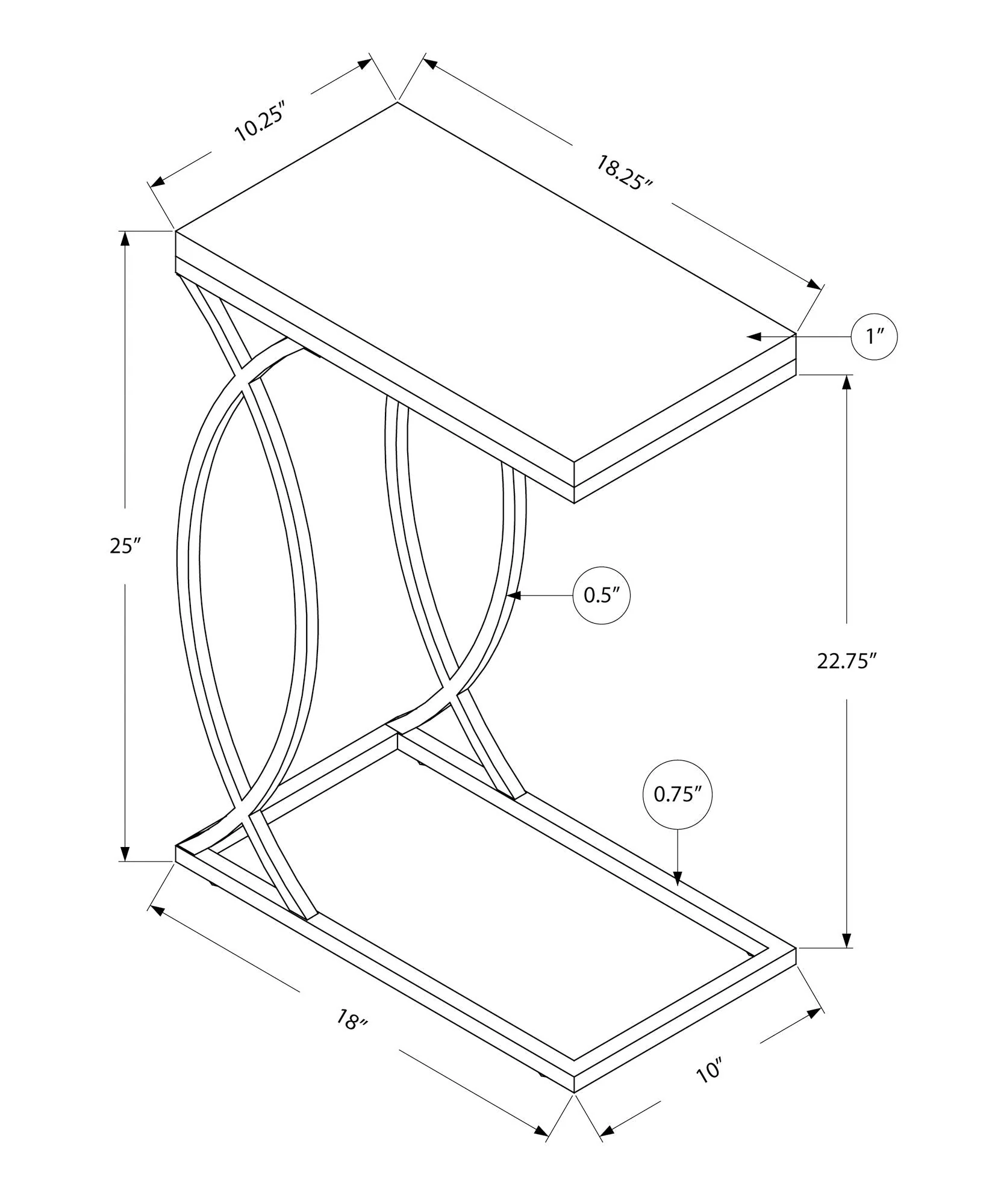 Accent Table, C - Shaped, Contemporary & Modern Design - Image 4