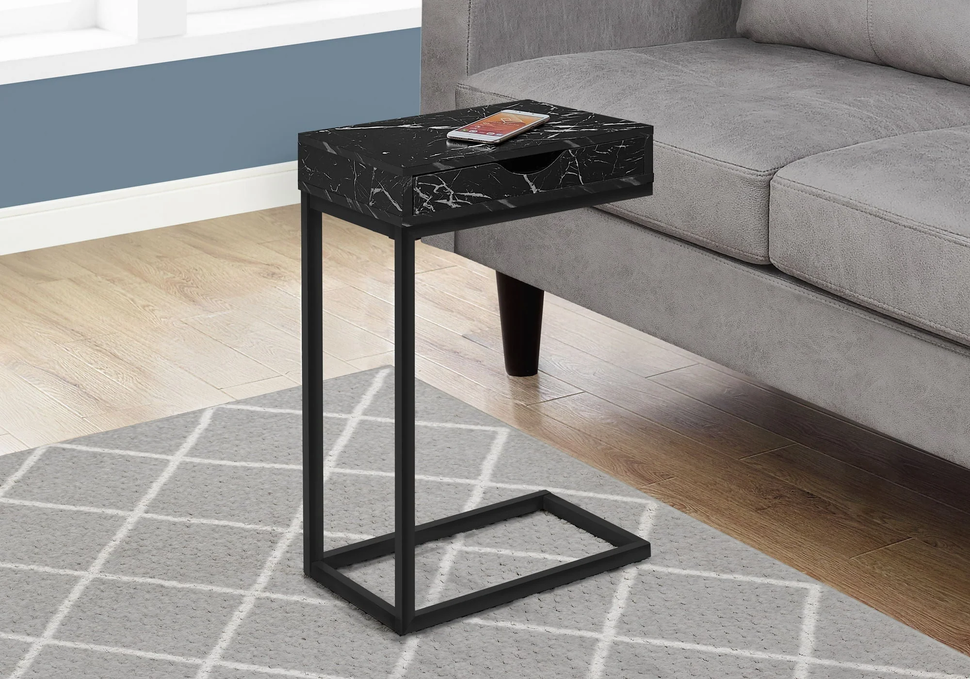 Accent Table, C - Shaped Contemporary & Modern Elegant Design - Image 2