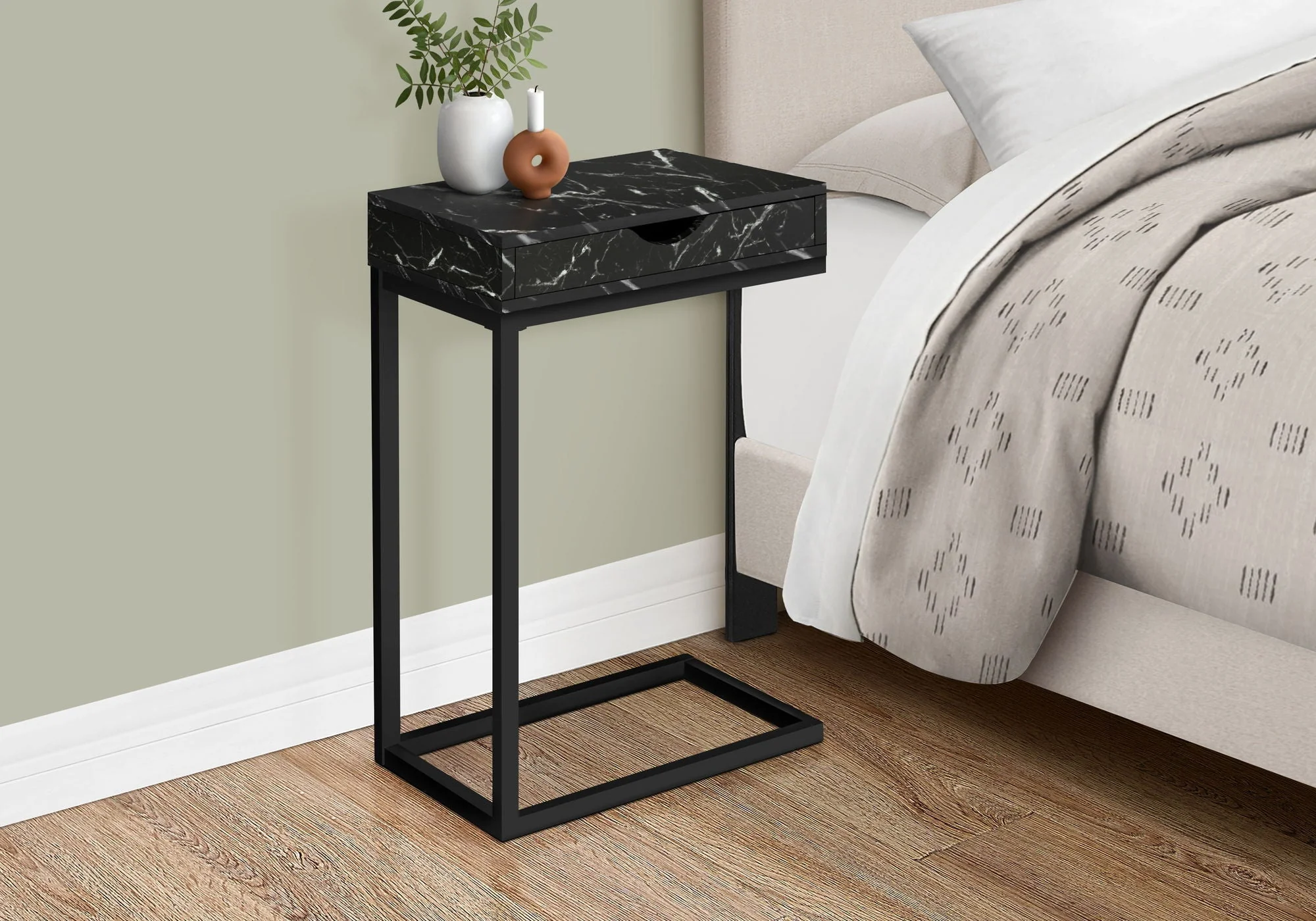 Accent Table, C - Shaped Contemporary & Modern Elegant Design - Image 3