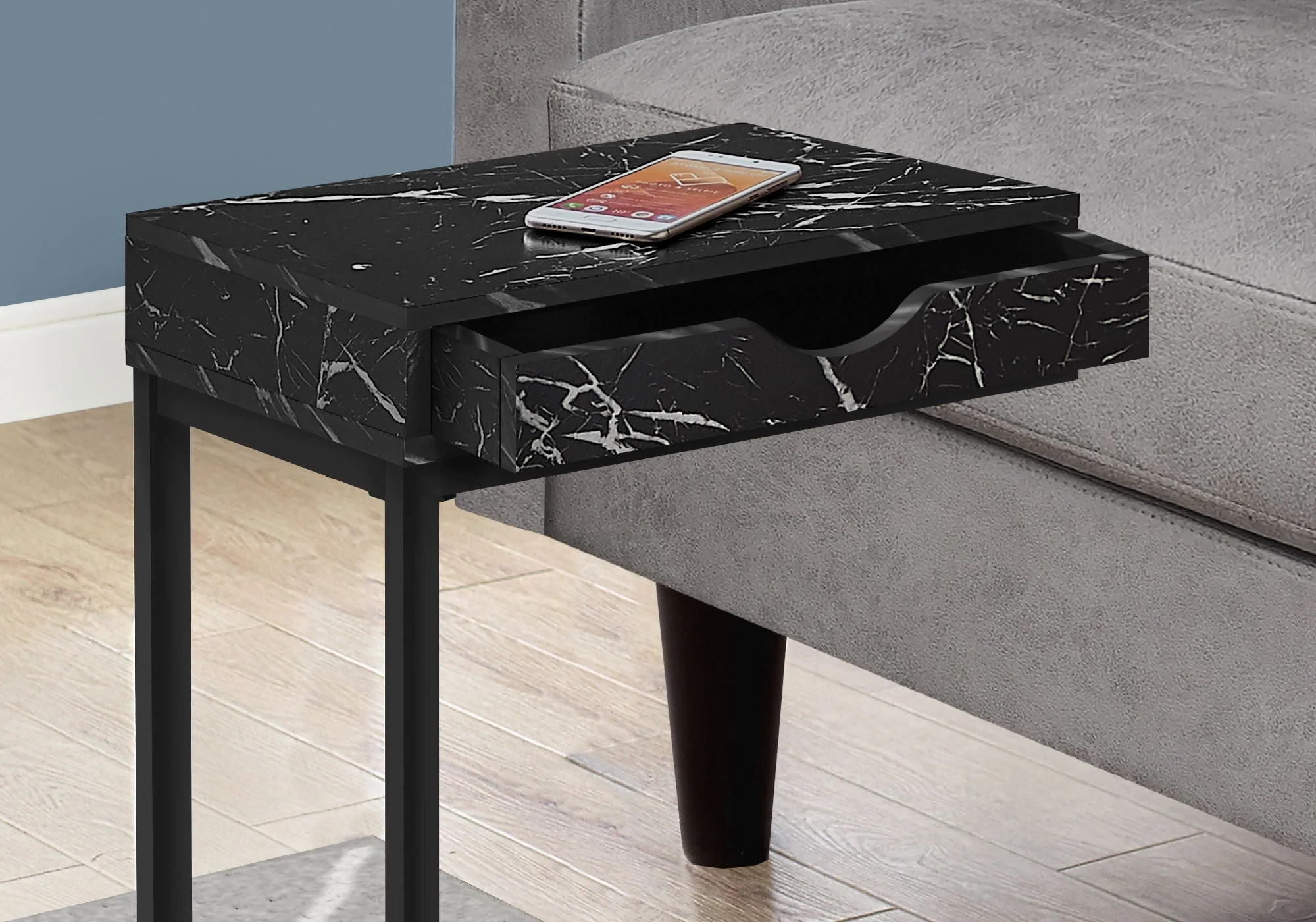 Accent Table, C - Shaped Contemporary & Modern Elegant Design - Image 8