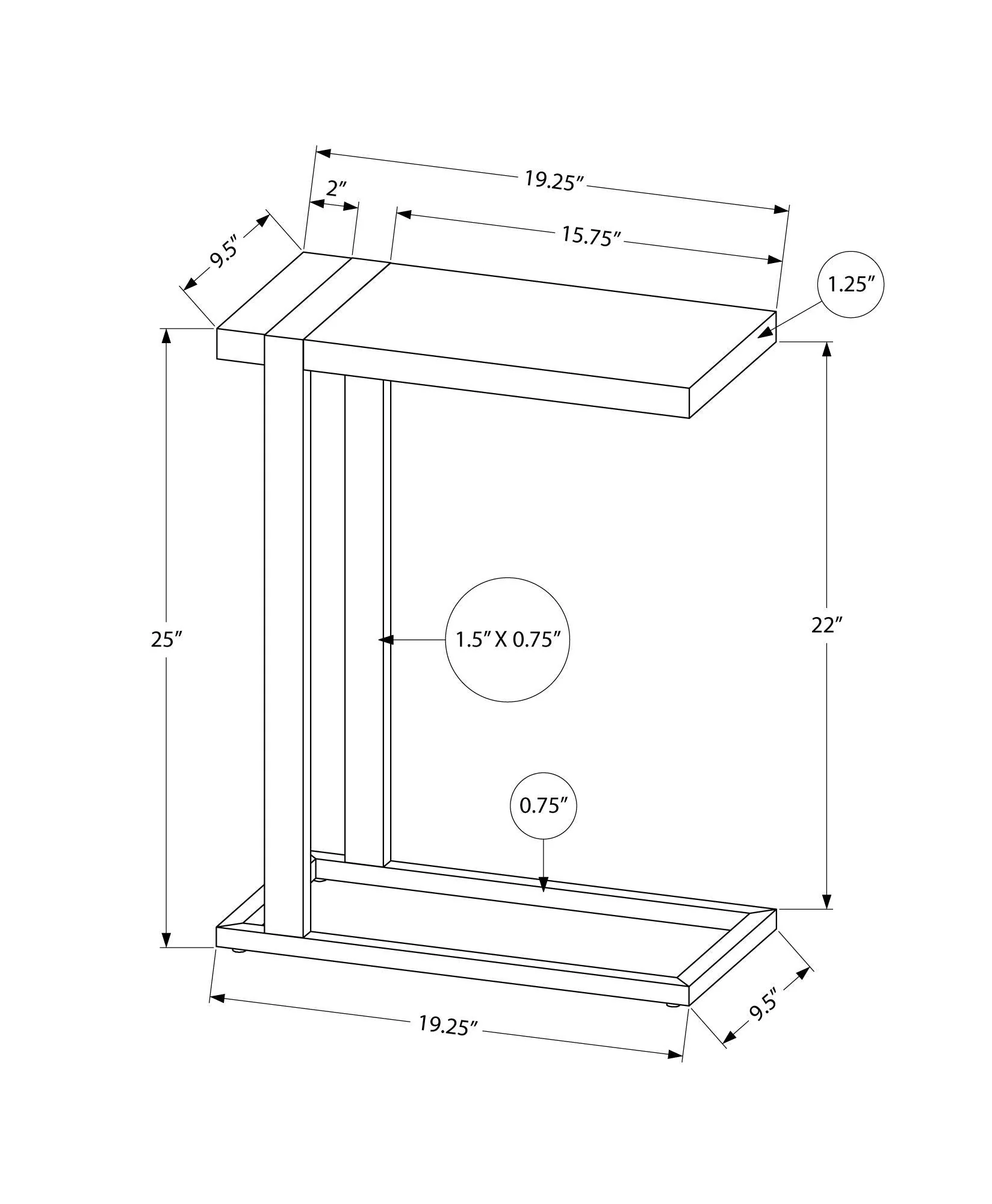Accent Table, C-Shaped, Contemporary & Modern Stylish Design - Image 6