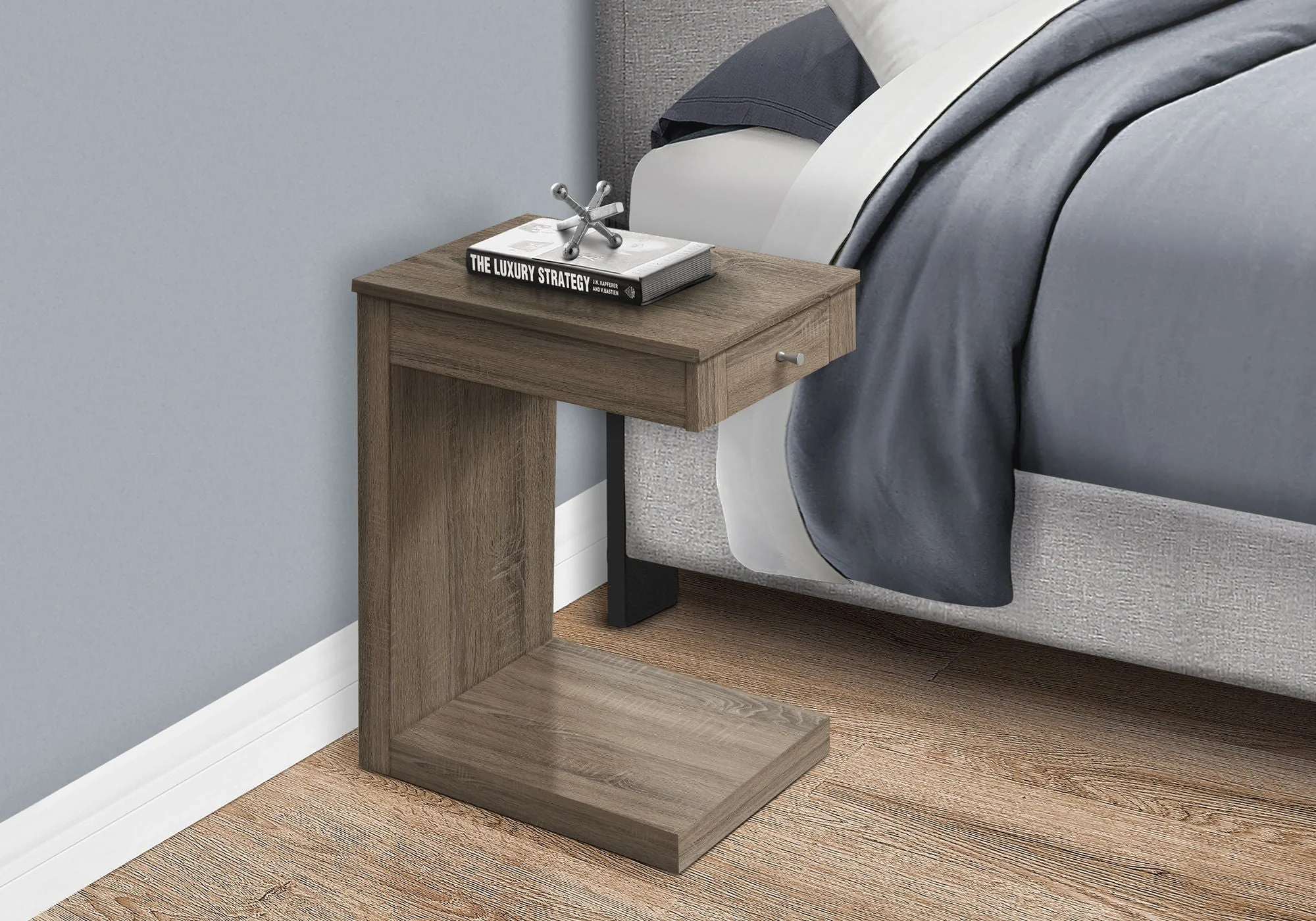 Accent Table, C - Shaped Contemporary & Modern - Taupe - Image 2