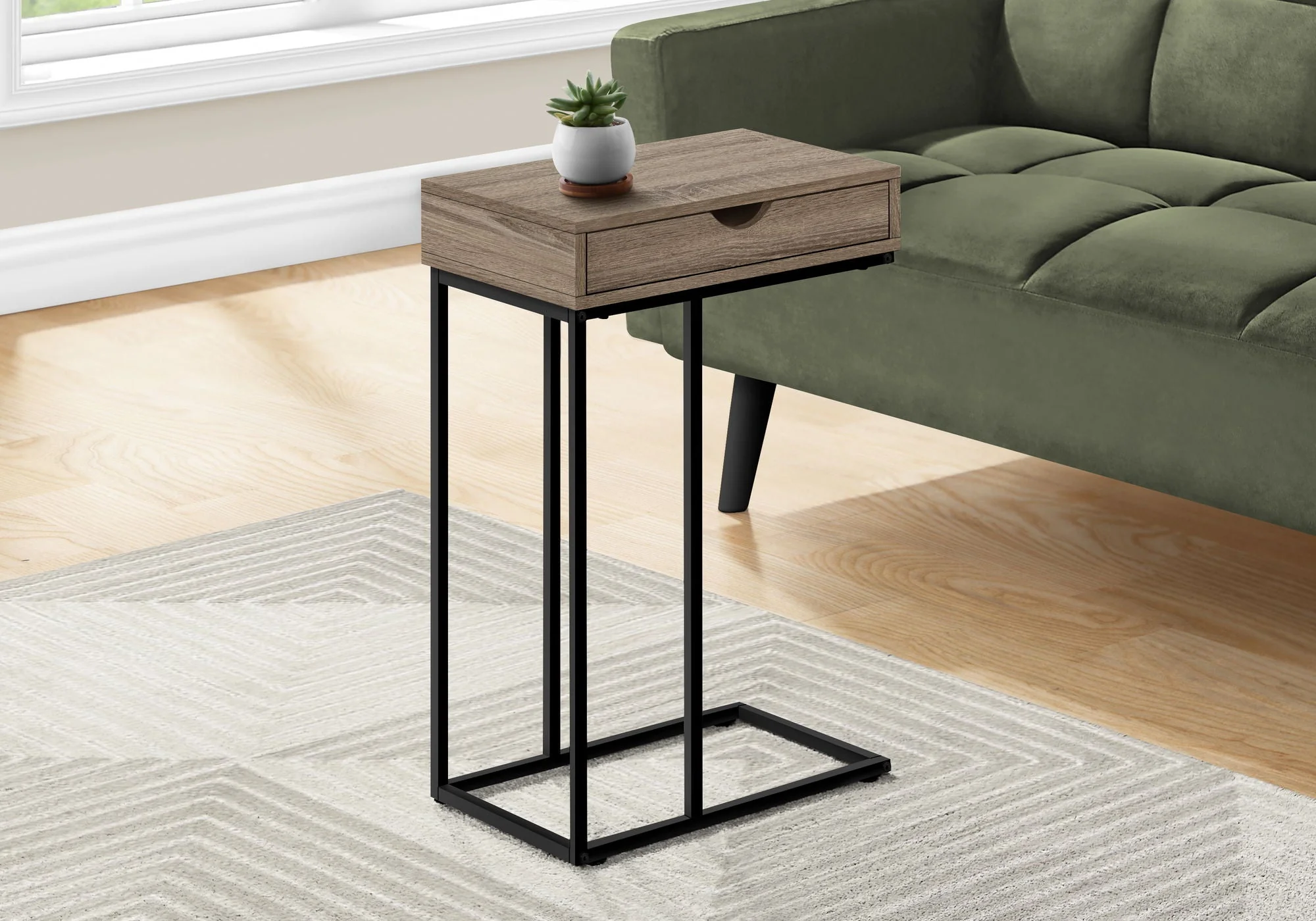 Accent Table, C-Shaped Contemporary & Modern Versatile Design - Image 2