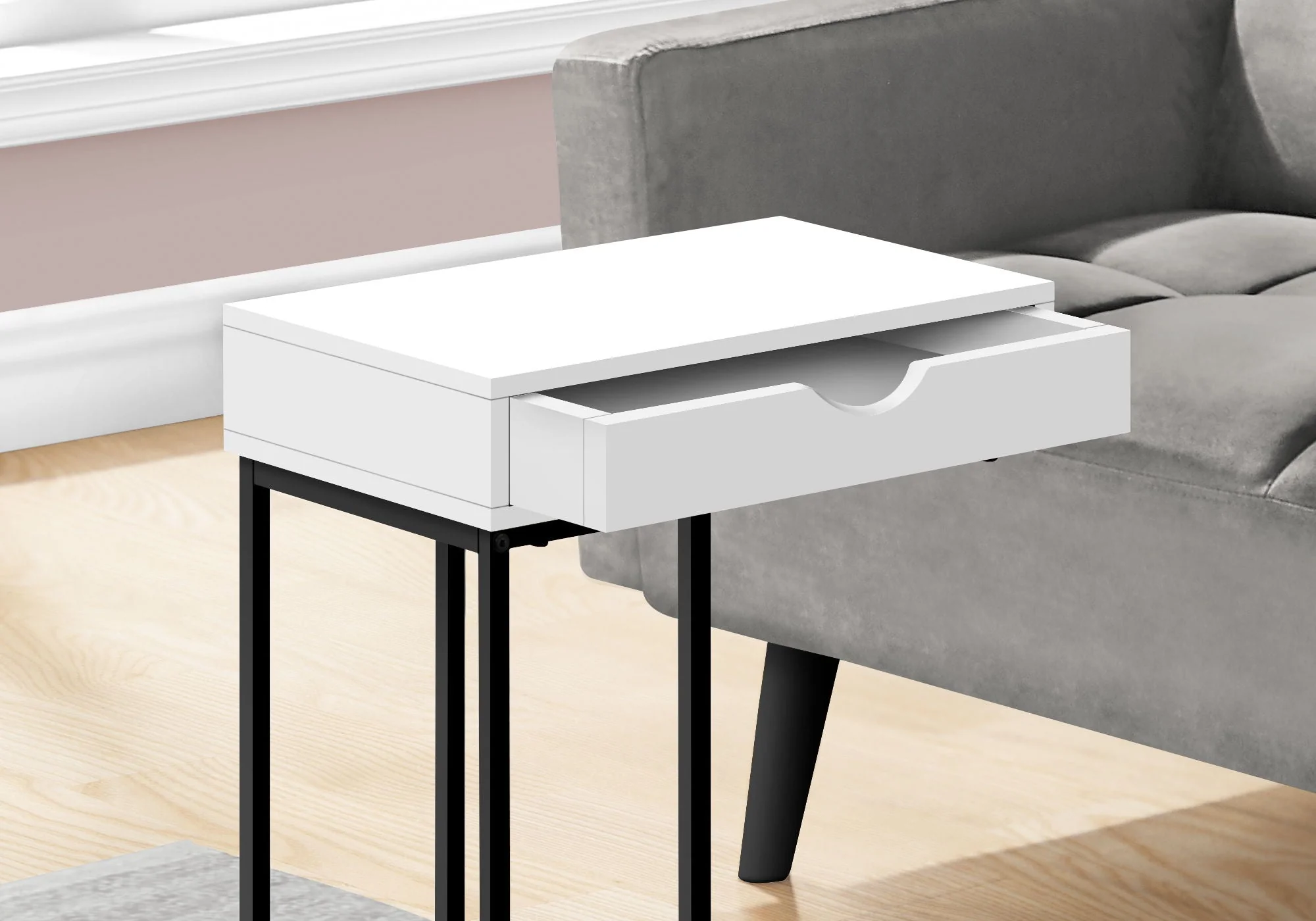 Accent Table, C-Shaped Contemporary & Modern Versatile Design - Image 4