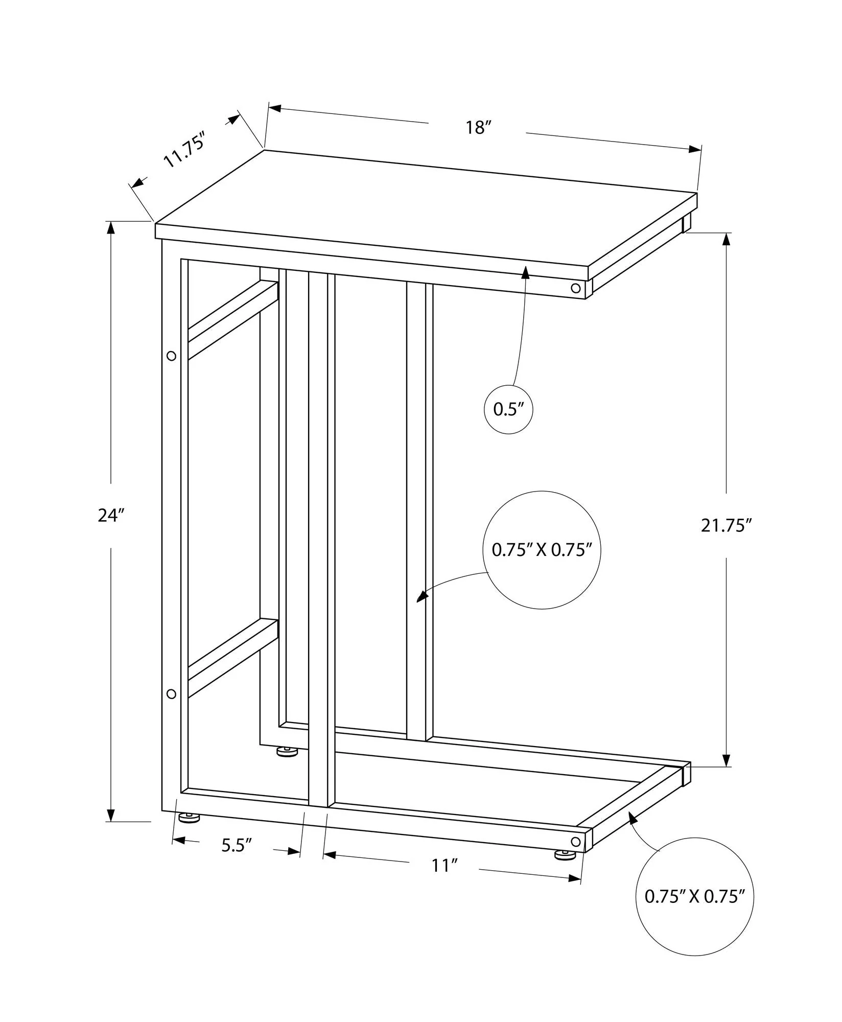 Accent Table, C - Shaped, Contemporary & Modern, Versatile Use - Image 9