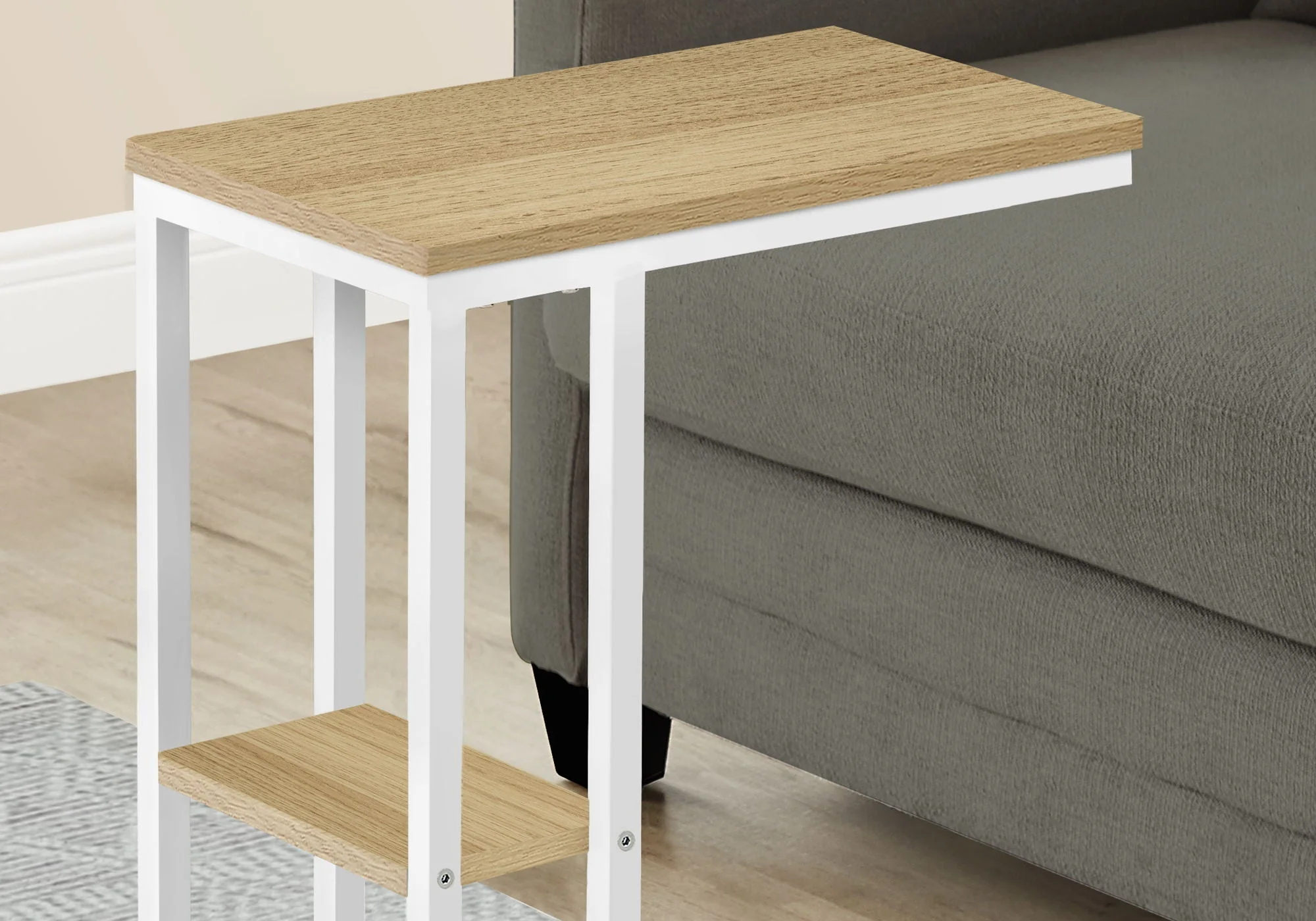 Accent Table, C - Shaped, Marble Look Contemporary & Modern Convenient Design - Image 14