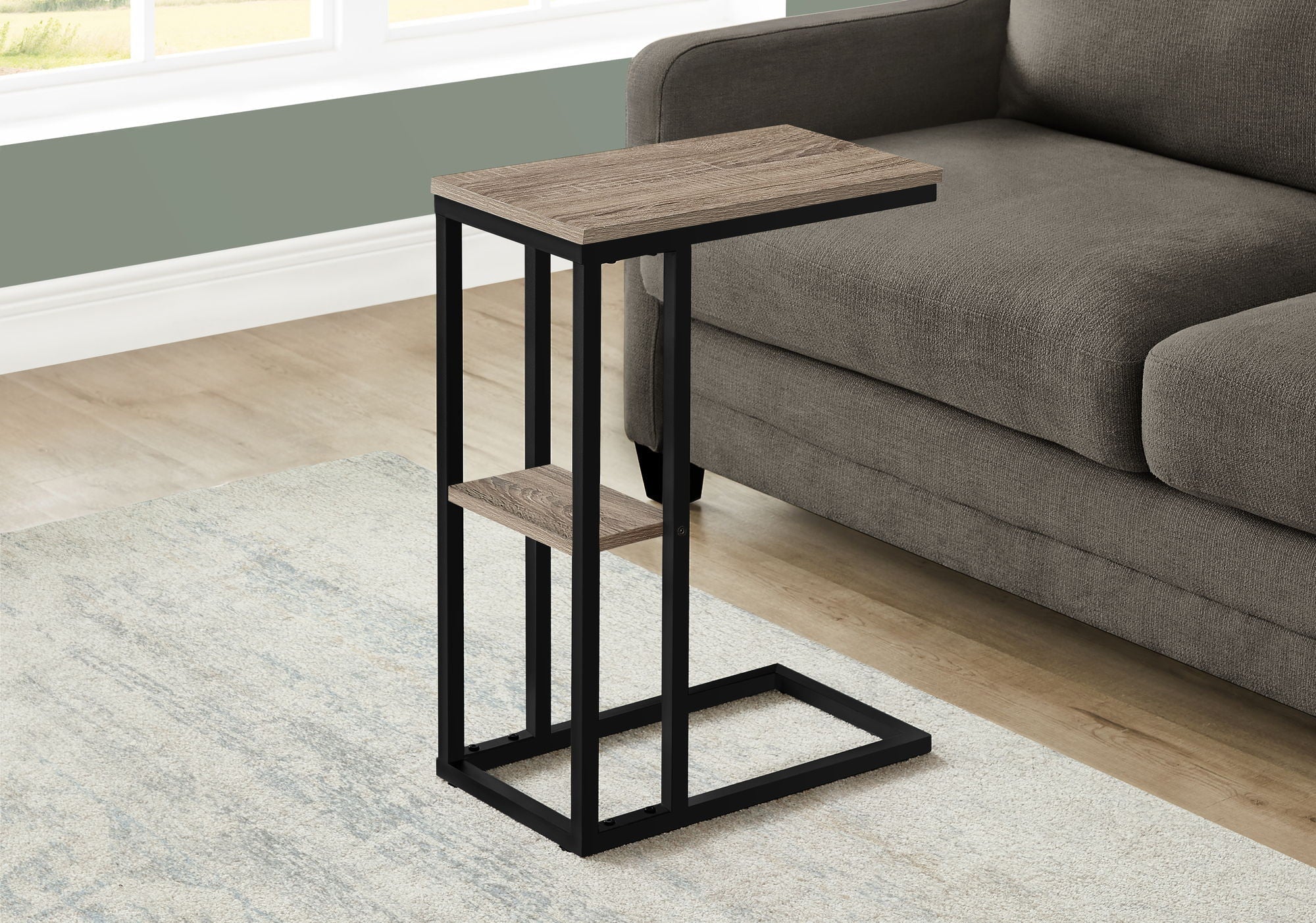 Accent Table, C - Shaped, Marble Look Contemporary & Modern Convenient Design - Image 4