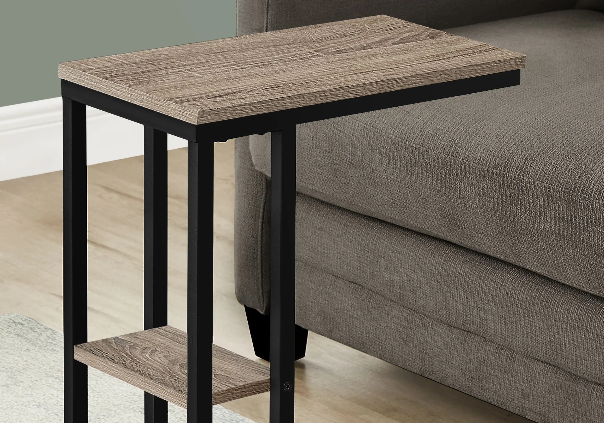 Accent Table, C - Shaped, Marble Look Contemporary & Modern Convenient Design - Image 7