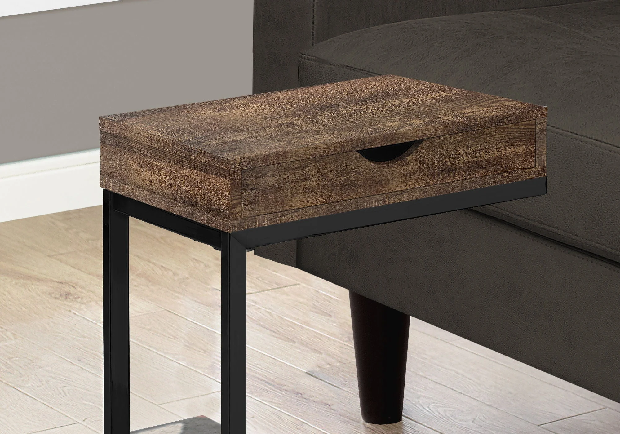 Accent Table, C-Shaped, Modern - Brown - Image 2