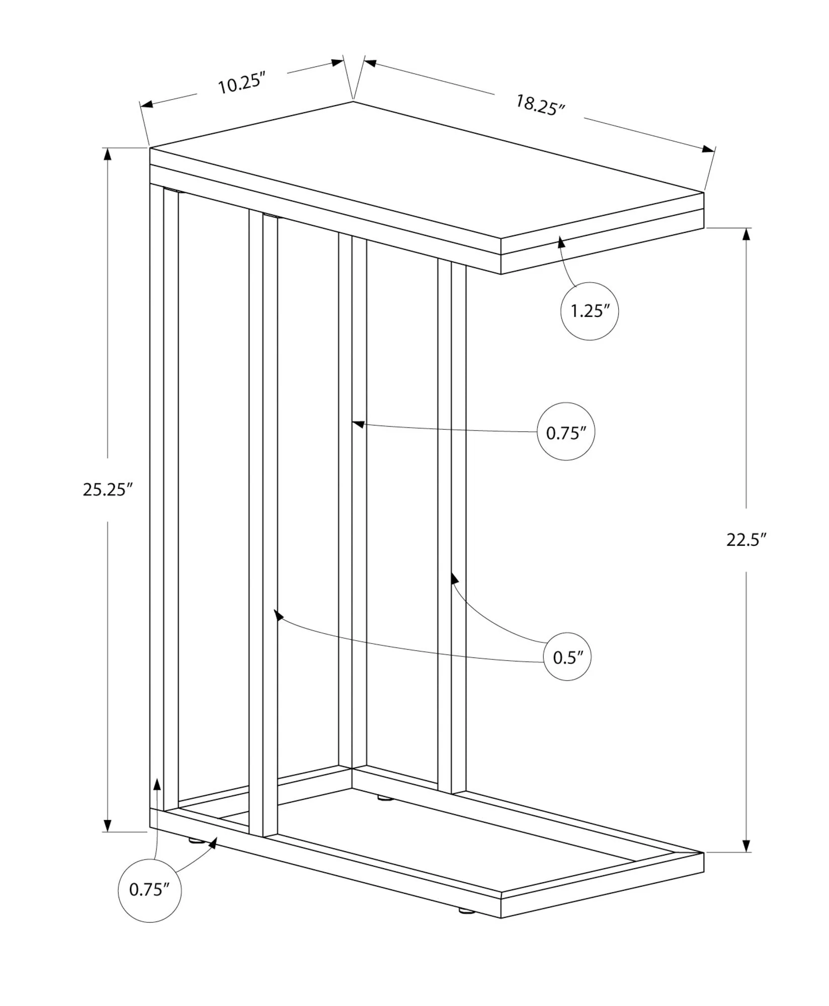 Accent Table, C-Shaped with Tempered Glass - Contemporary & Modern - Image 11