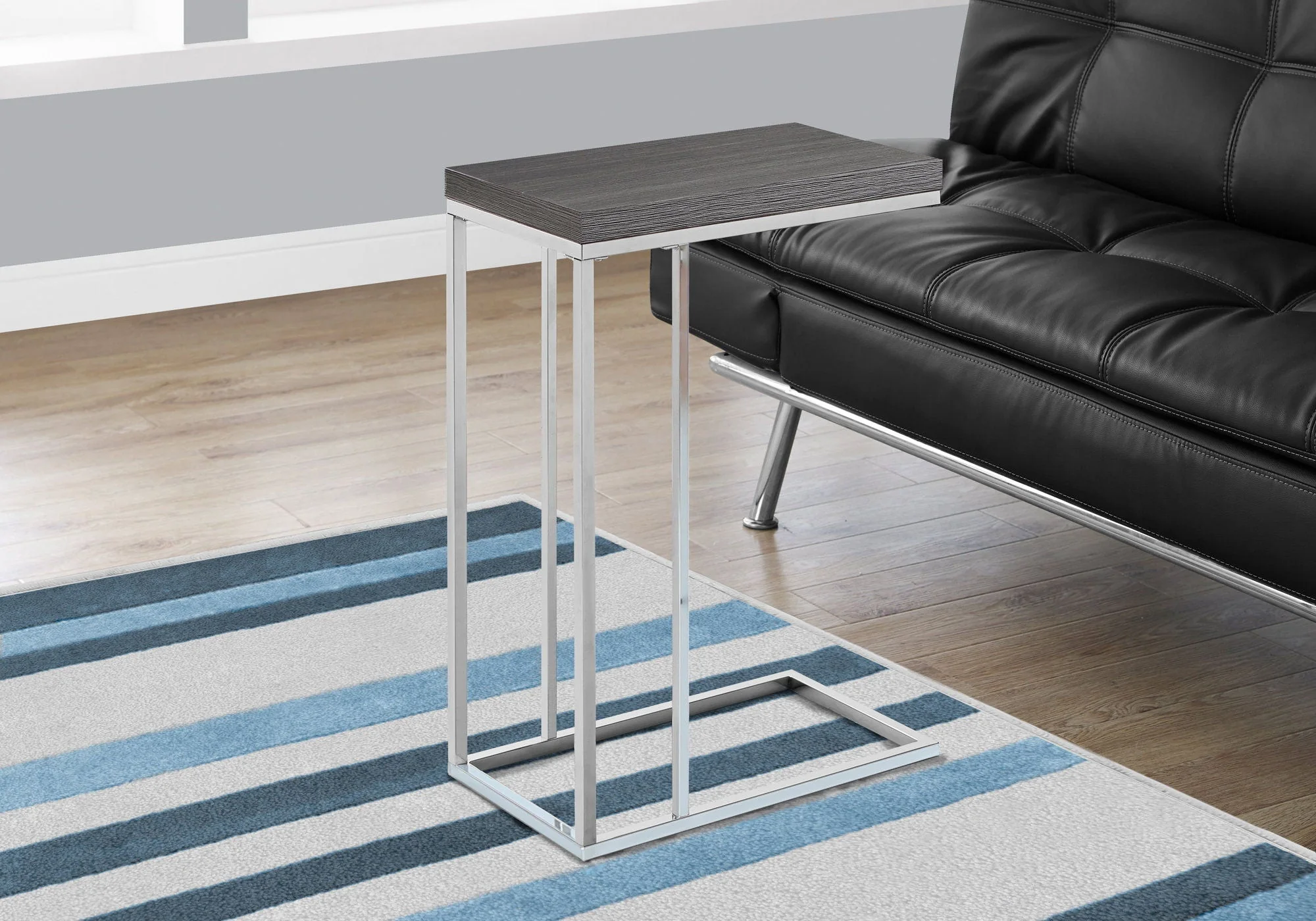 Accent Table, C-Shaped with Tempered Glass - Contemporary & Modern - Image 2