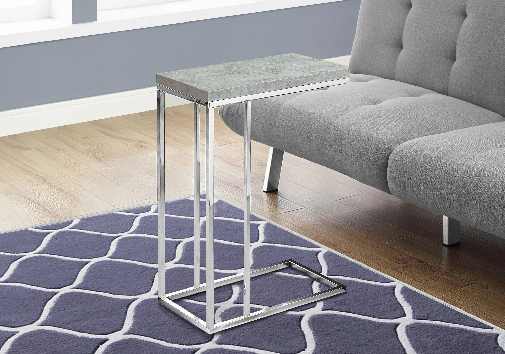 Accent Table, C-Shaped with Tempered Glass - Contemporary & Modern - Image 3