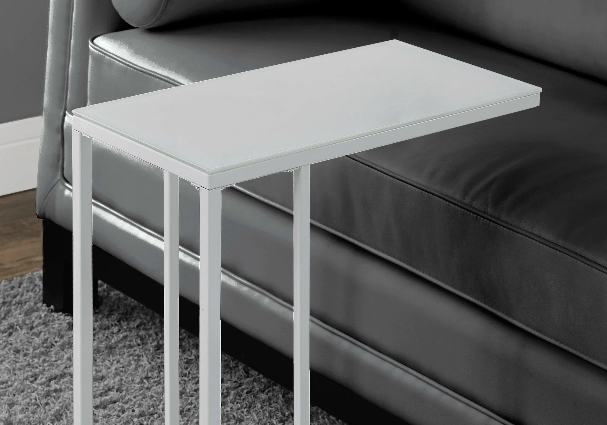 Accent Table, C-Shaped with Tempered Glass - Contemporary & Modern - Image 8