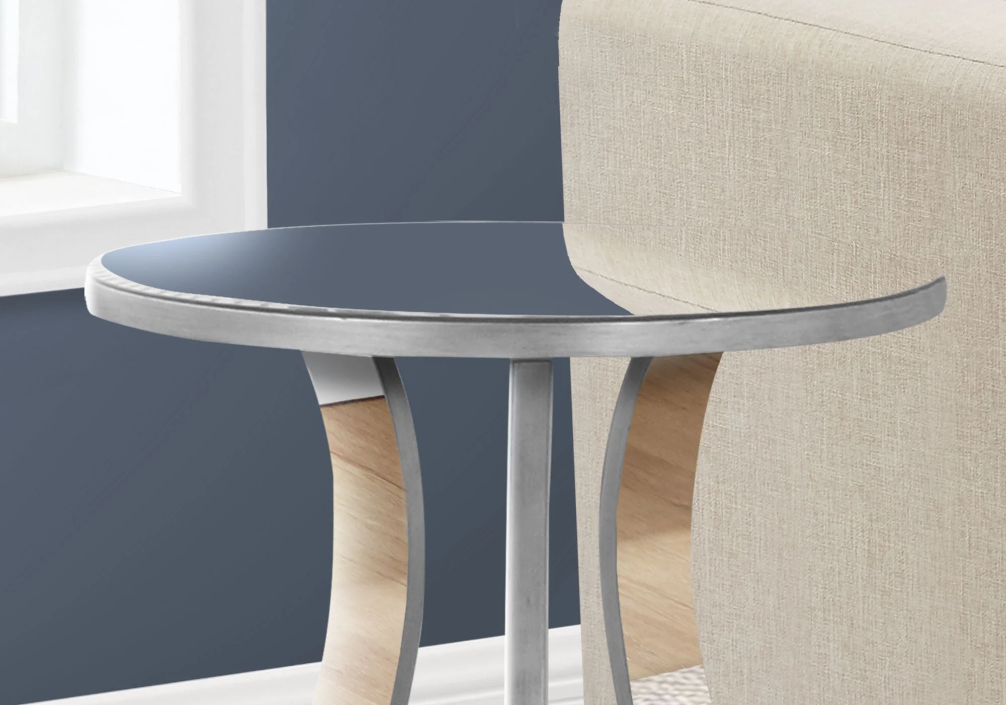 Accent Table, Side Mirror, Transitional - Silver - Image 4