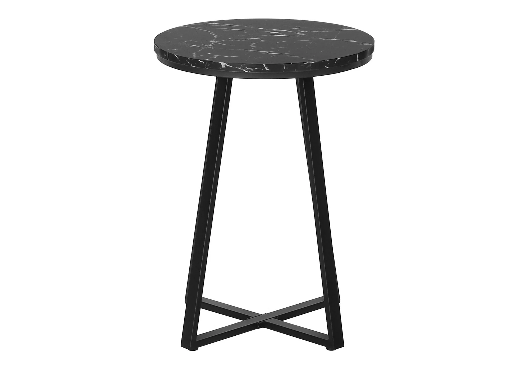 Accent Table Side Round Marble Look Contemporary & Modern - Black - Image 2