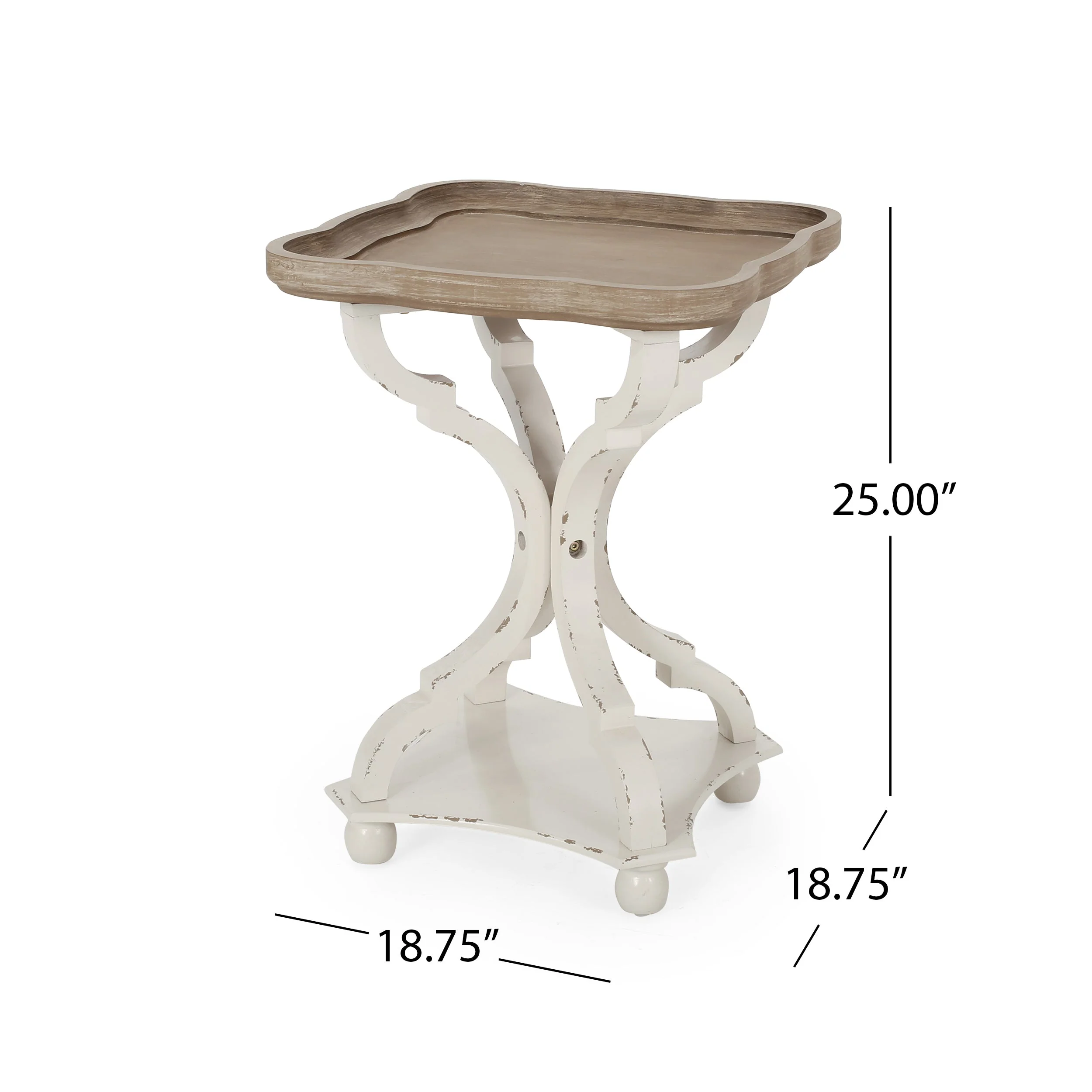 Accent Table with Hourglass Base and French Country Design - Image 4
