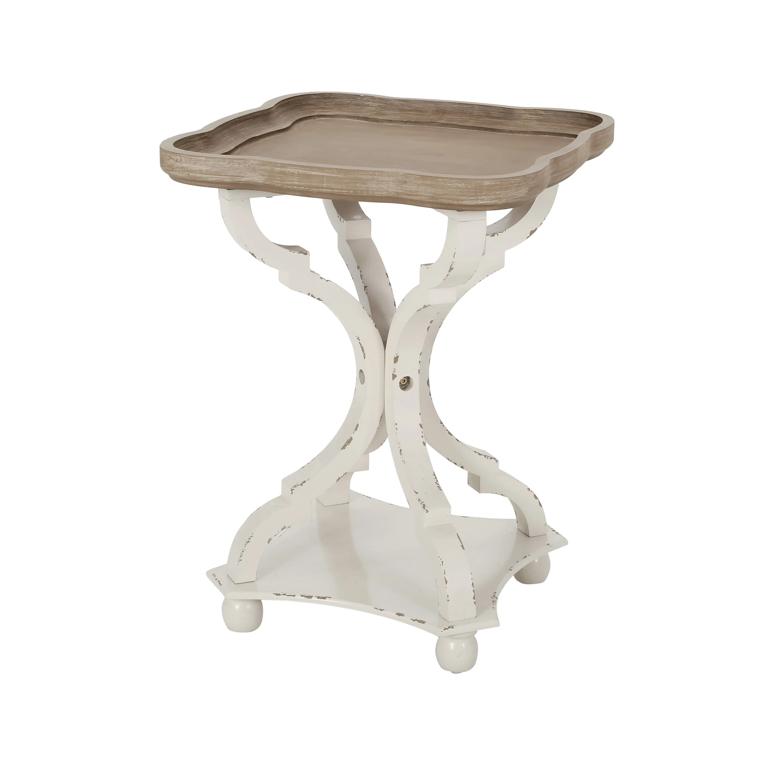 Accent Table with Hourglass Base and French Country Design - Image 5