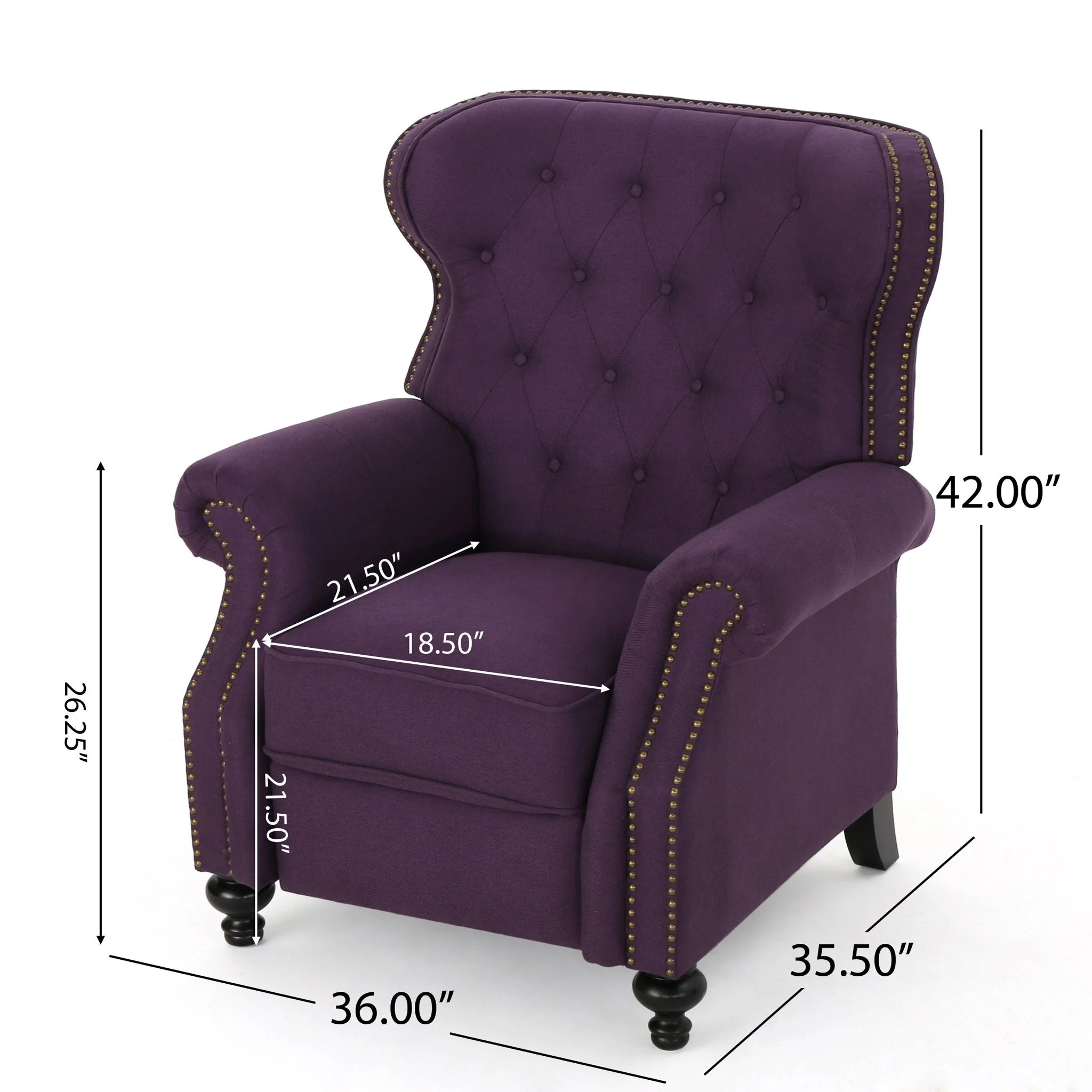 Accented Push Back Recliner Chair With Rolled Arms, Enjoy Cocooning Comfort - Image 10