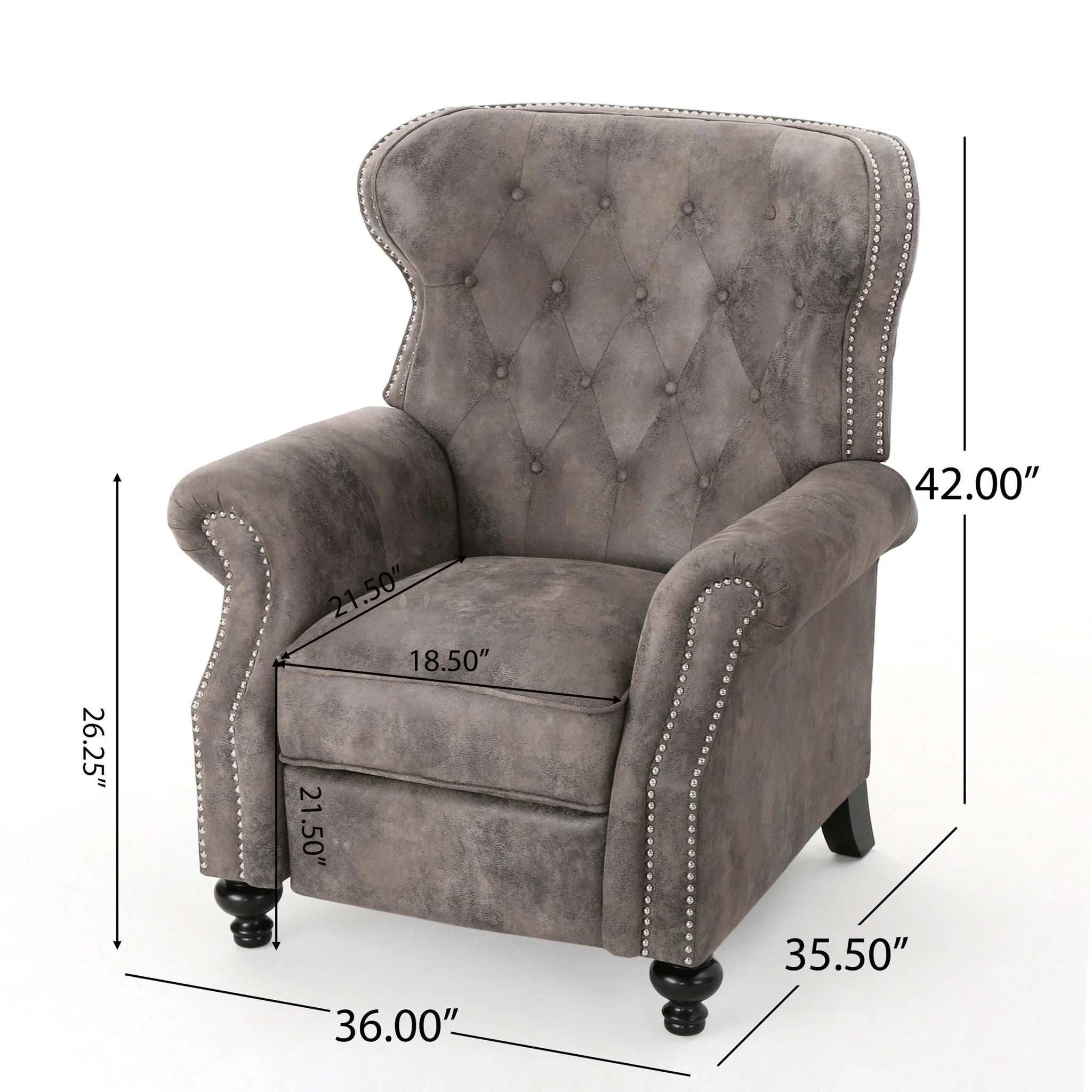 Accented Push Back Recliner Chair With Rolled Arms, Enjoy Cocooning Comfort - Image 5