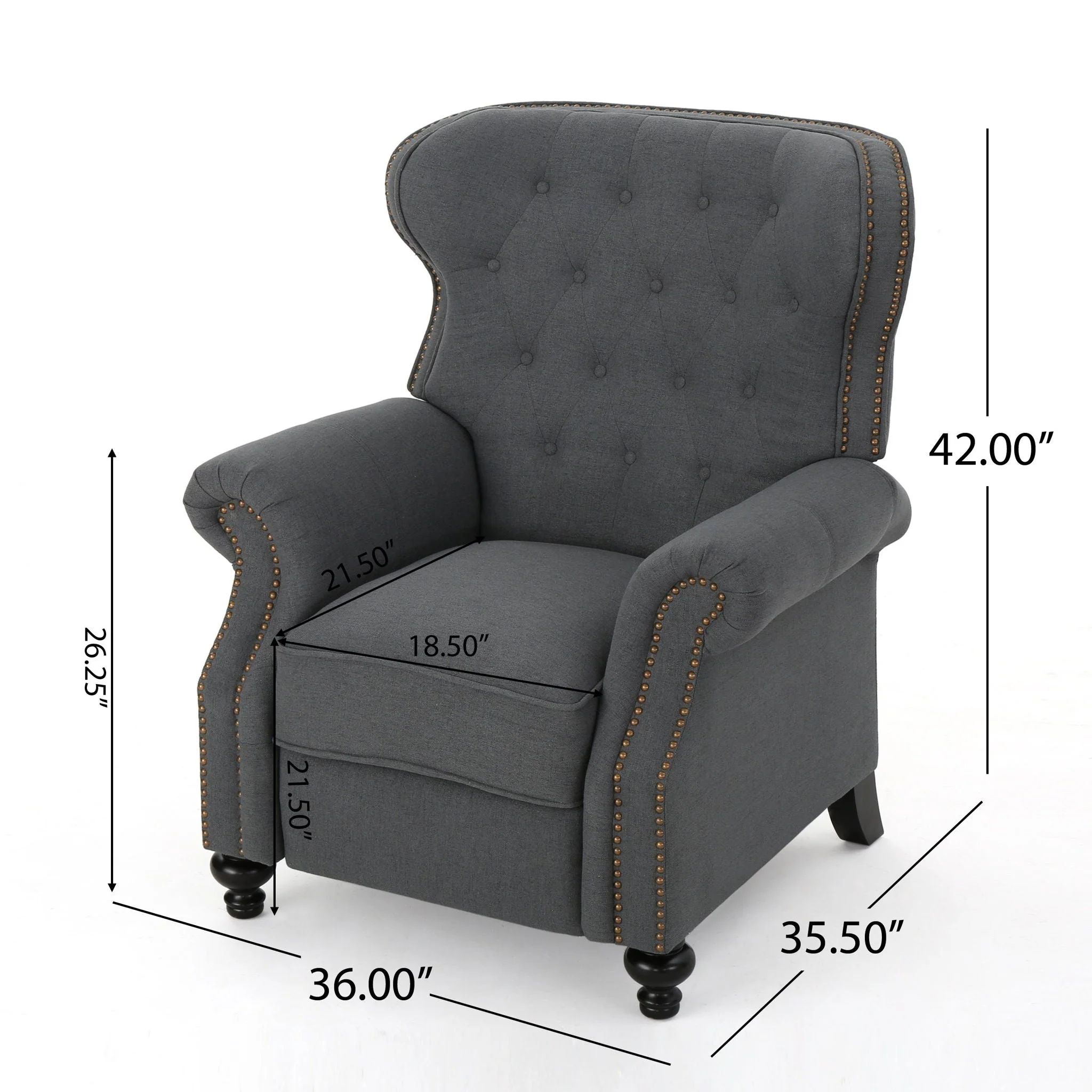 Accented Push Back Recliner Chair With Rolled Arms, Enjoy Cocooning Comfort - Image 8