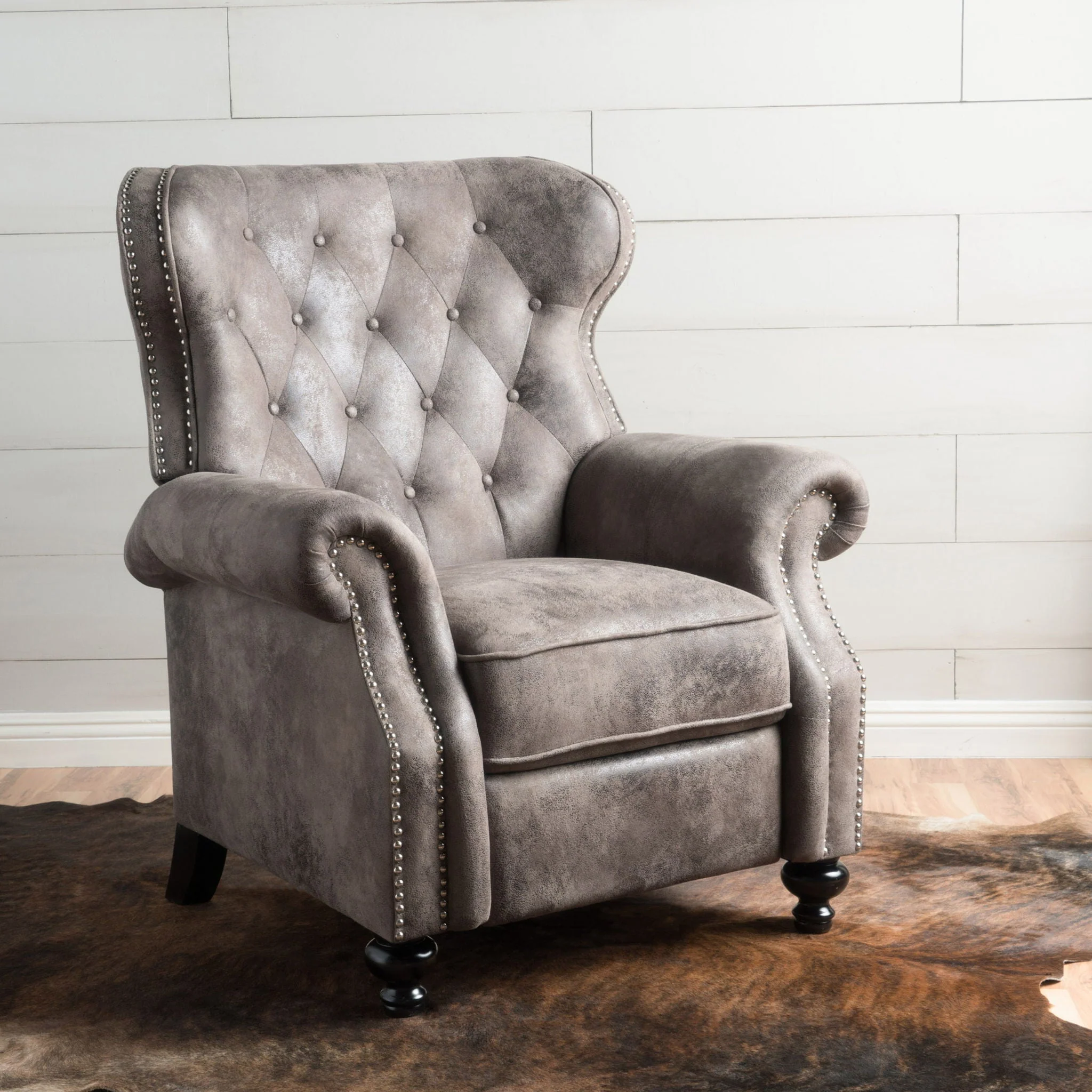 Accented Push Back Recliner Chair With Rolled Arms, Enjoy Cocooning Comfort - Image 9