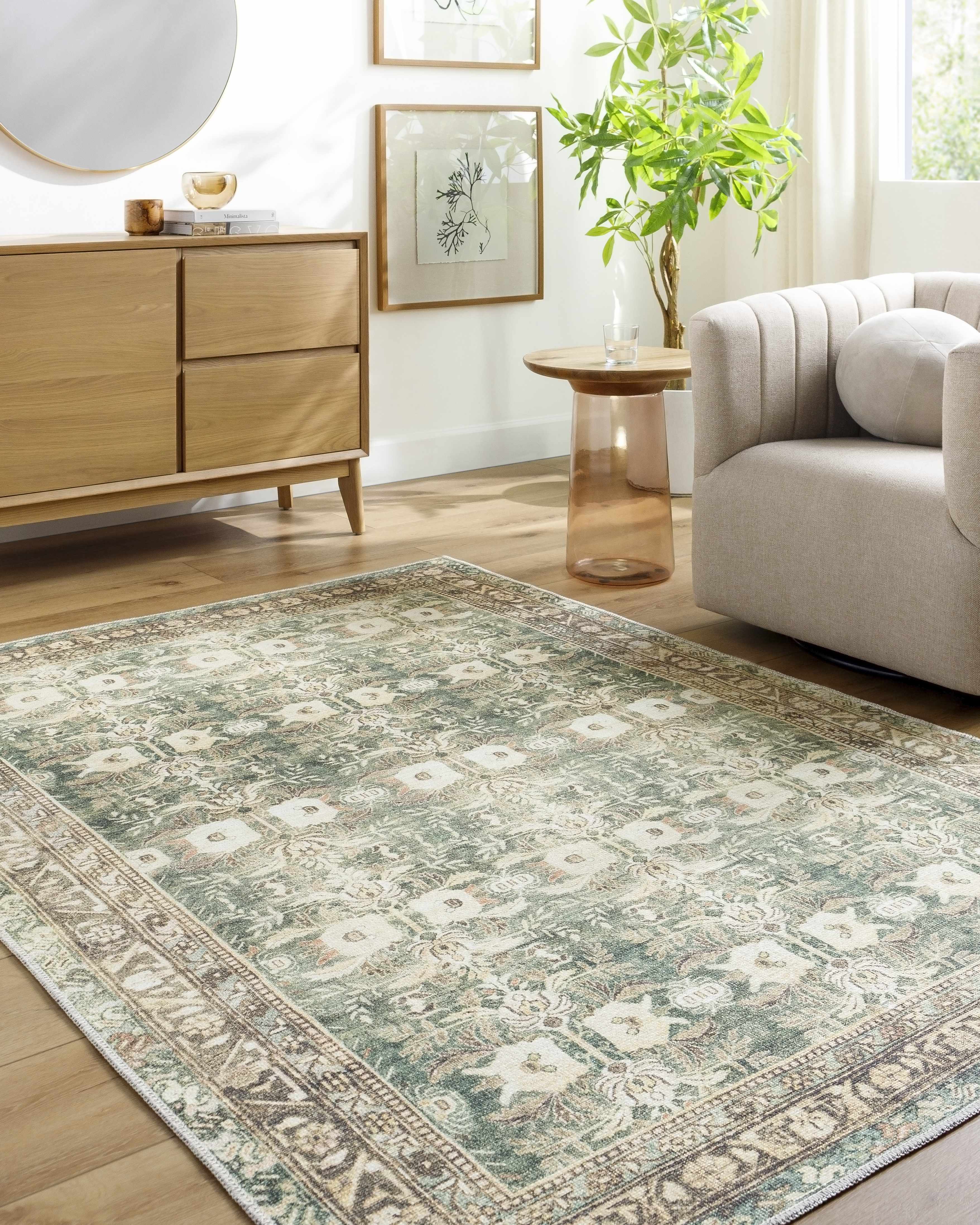 Acoose Vintage Flat Pile Washable Rug - Image 2