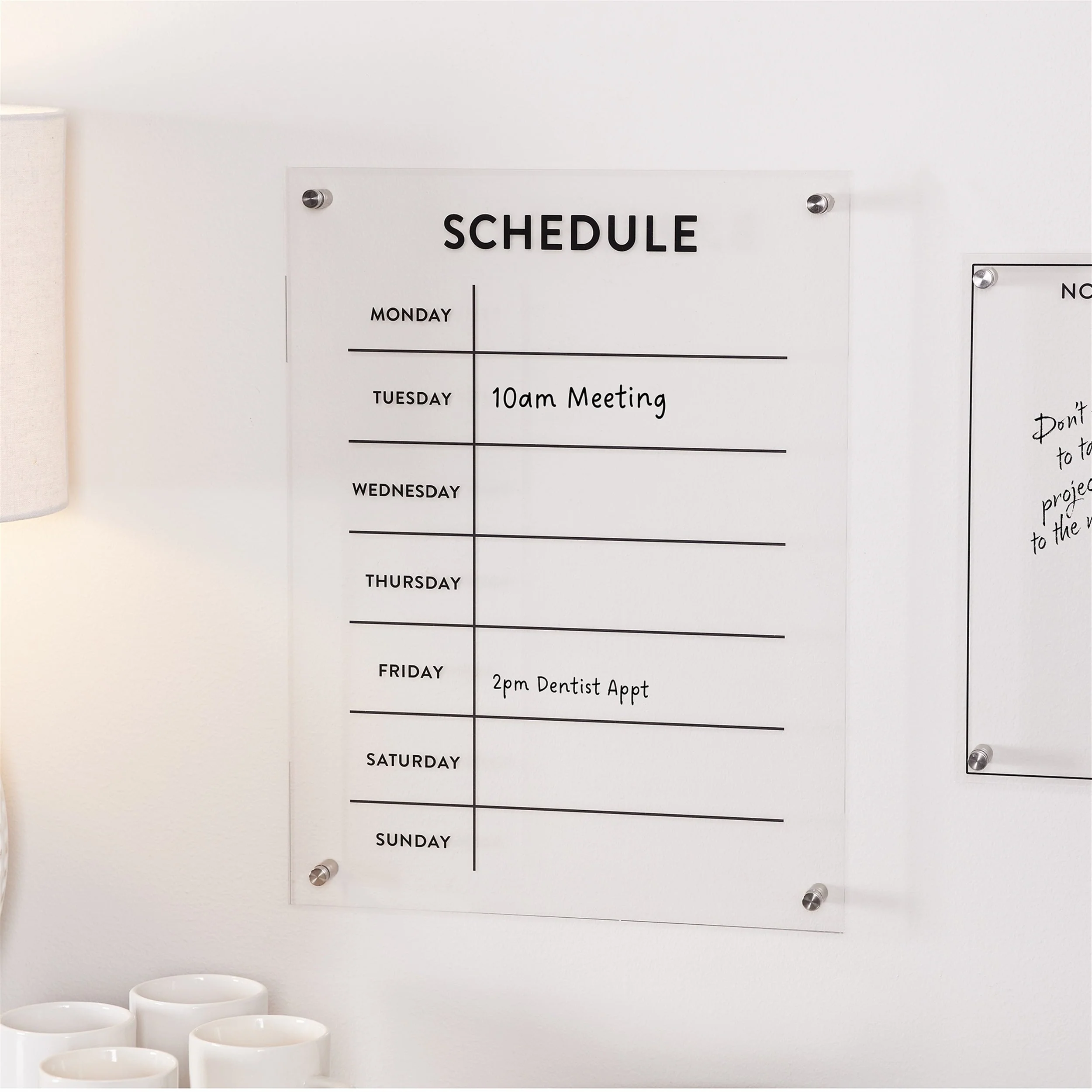 Acrylic dry erase weekly calender 19"h - Image 2