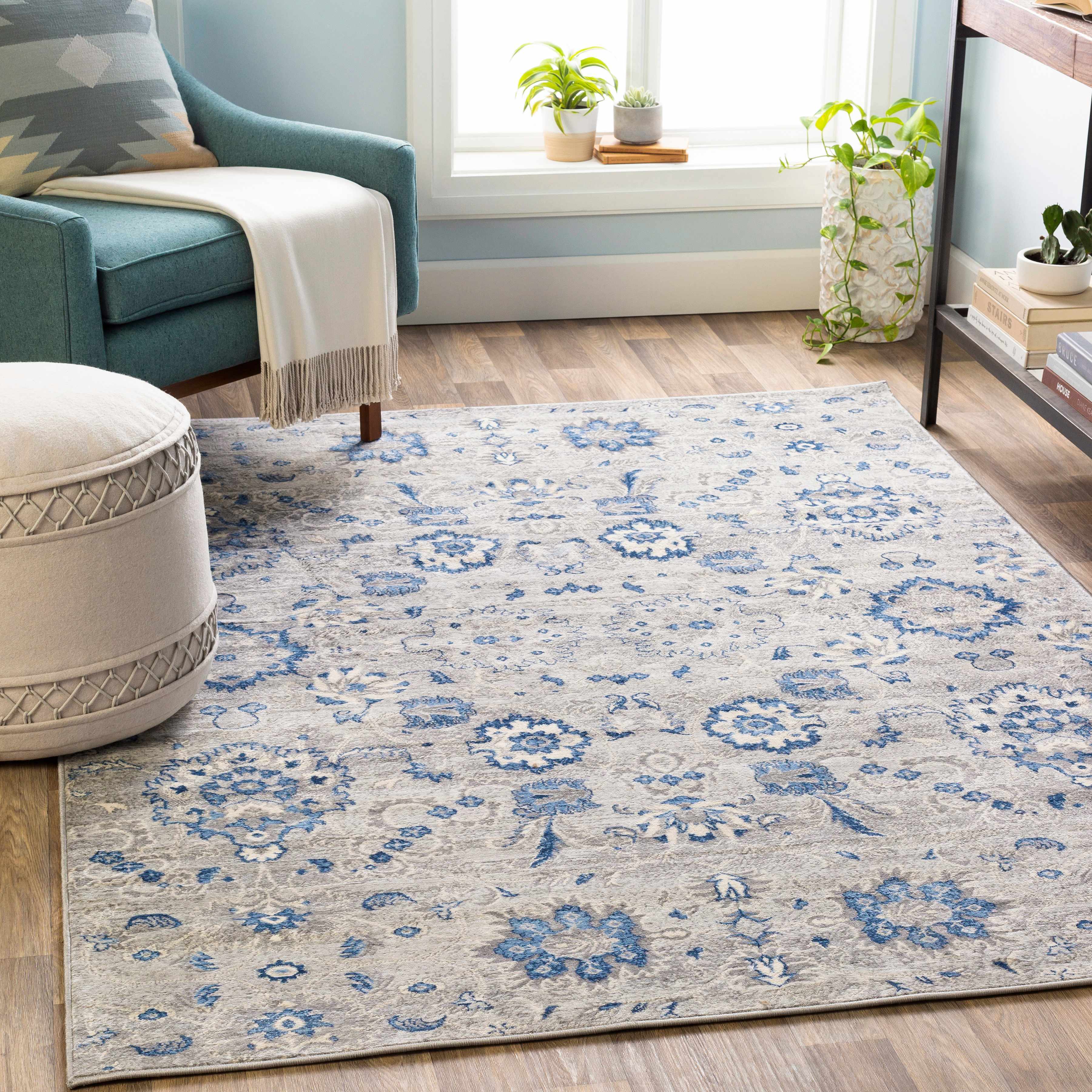 Adairsville Blue Floral Area Carpet - Clearance - Image 2