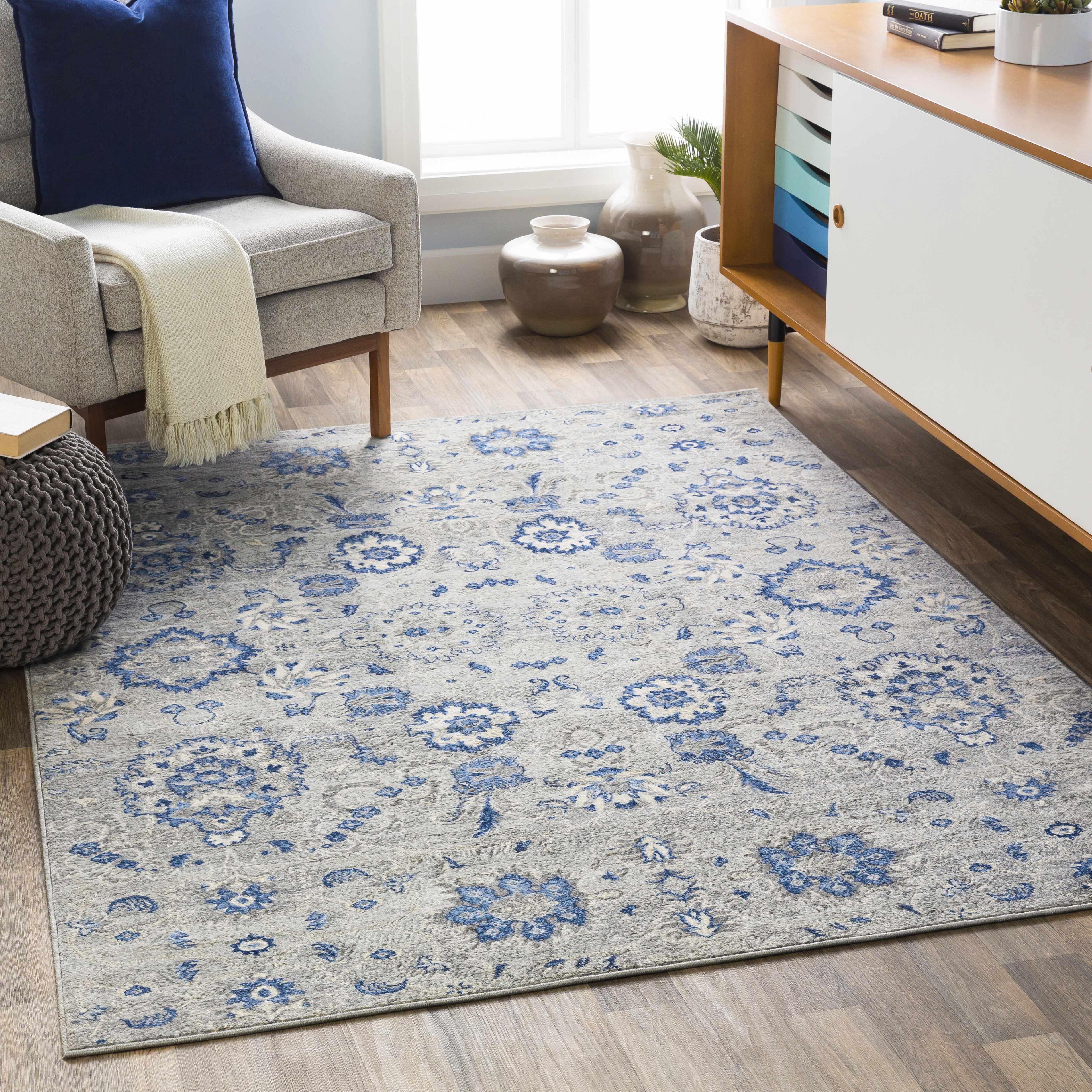 Adairsville Blue Floral Area Carpet - Clearance - Image 5