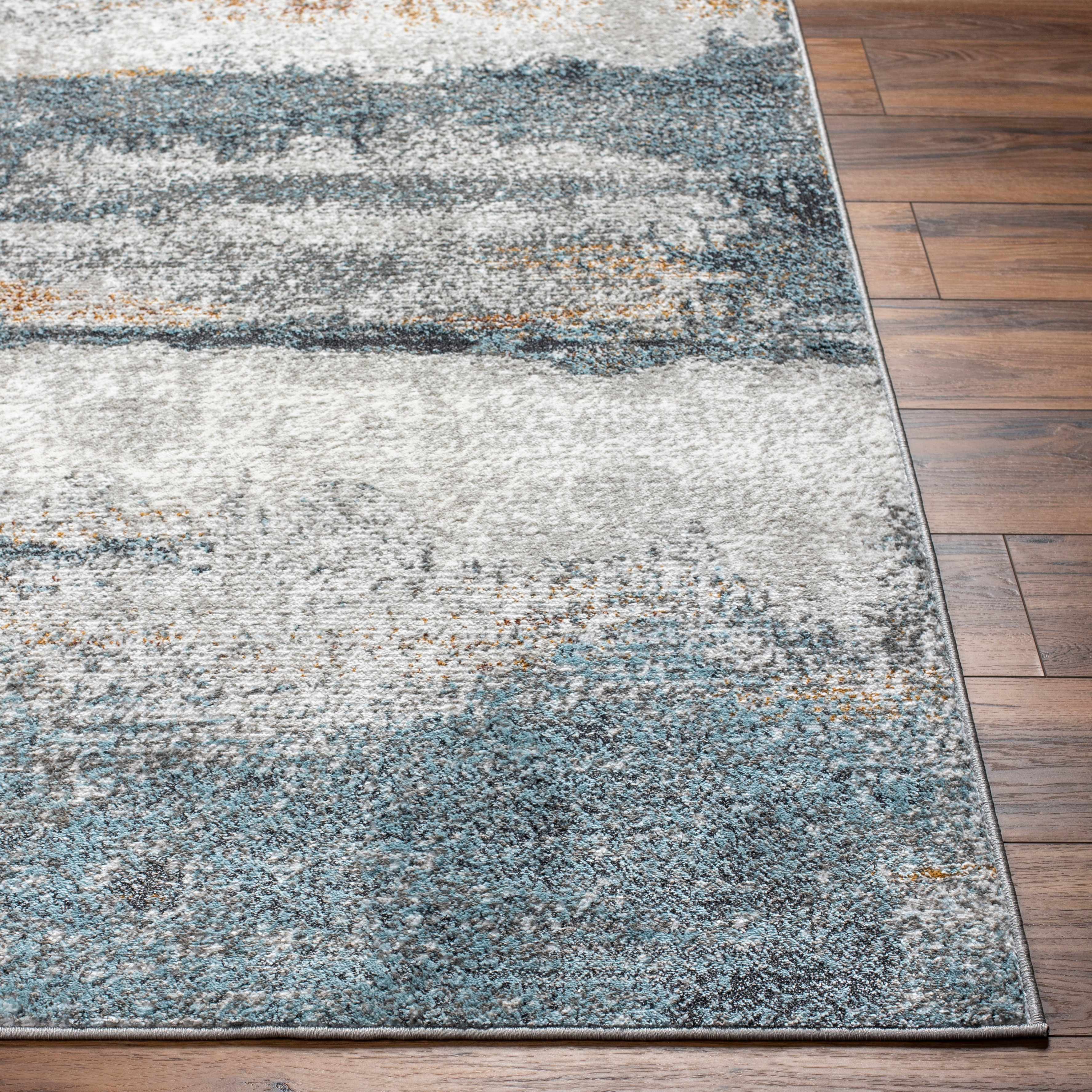 Adam Gray Blue Abstract Area Rug - Image 3