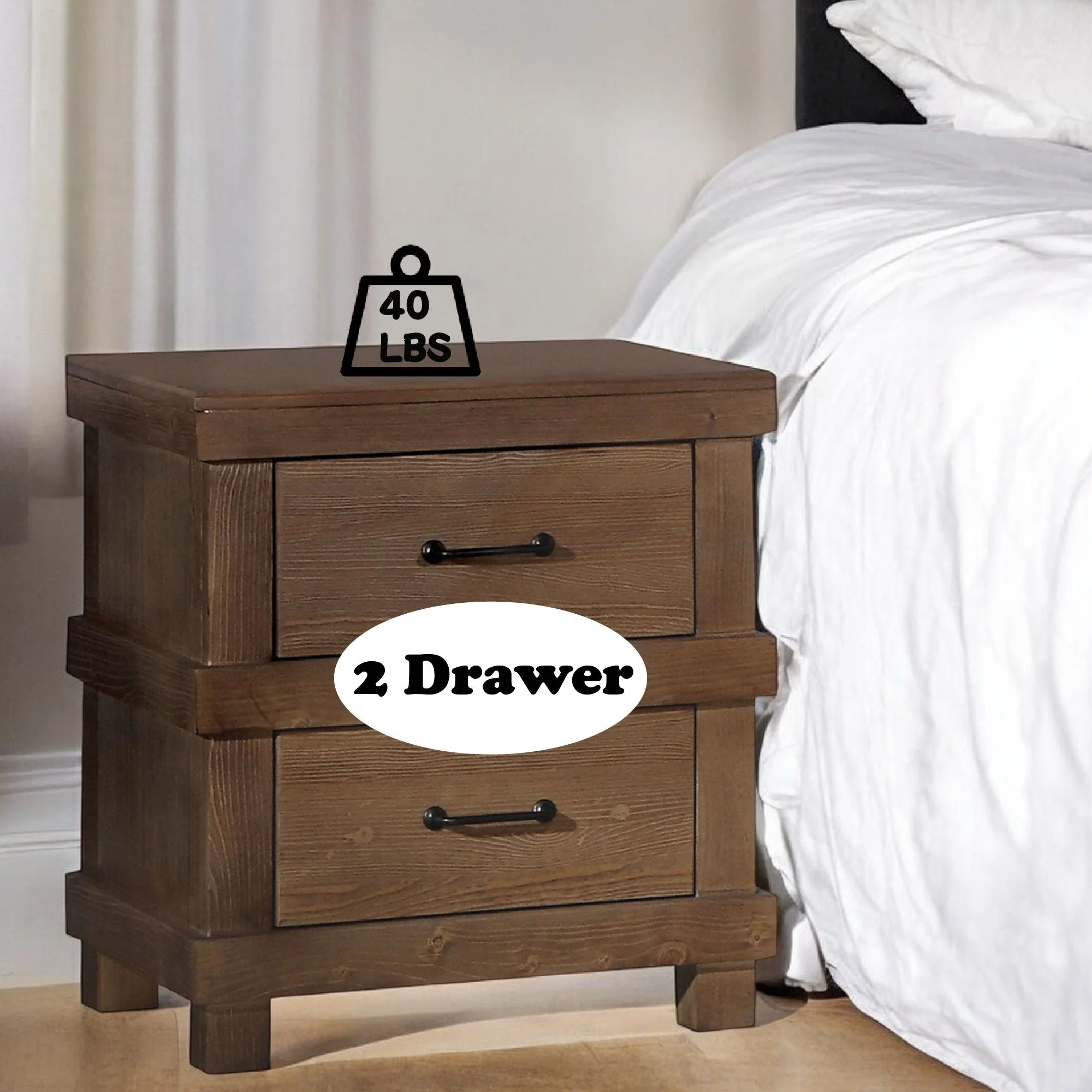 Adams - Antique Nightstand - Oak - Image 2
