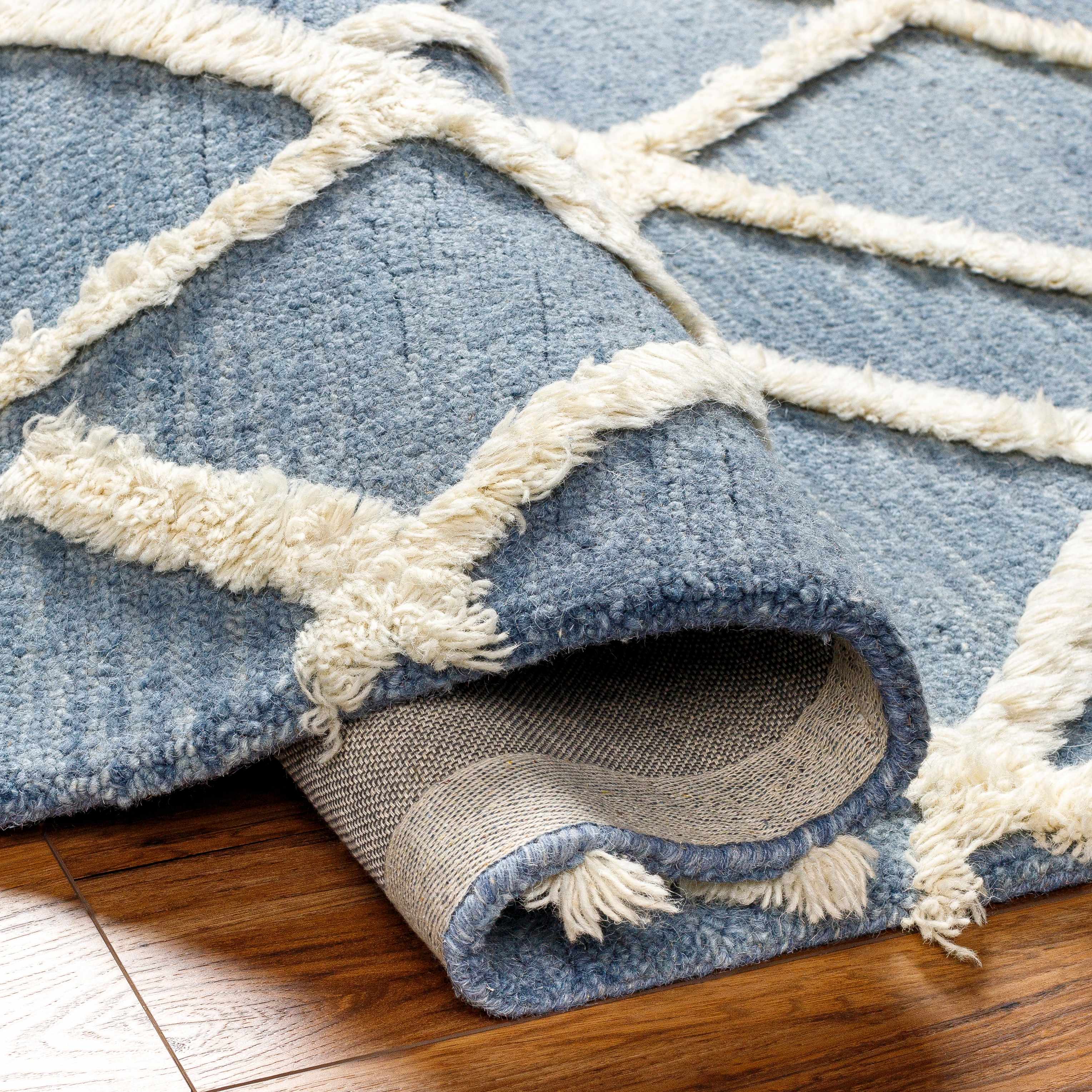 Adica Blue Wool Area Rug - Clearance - Image 3